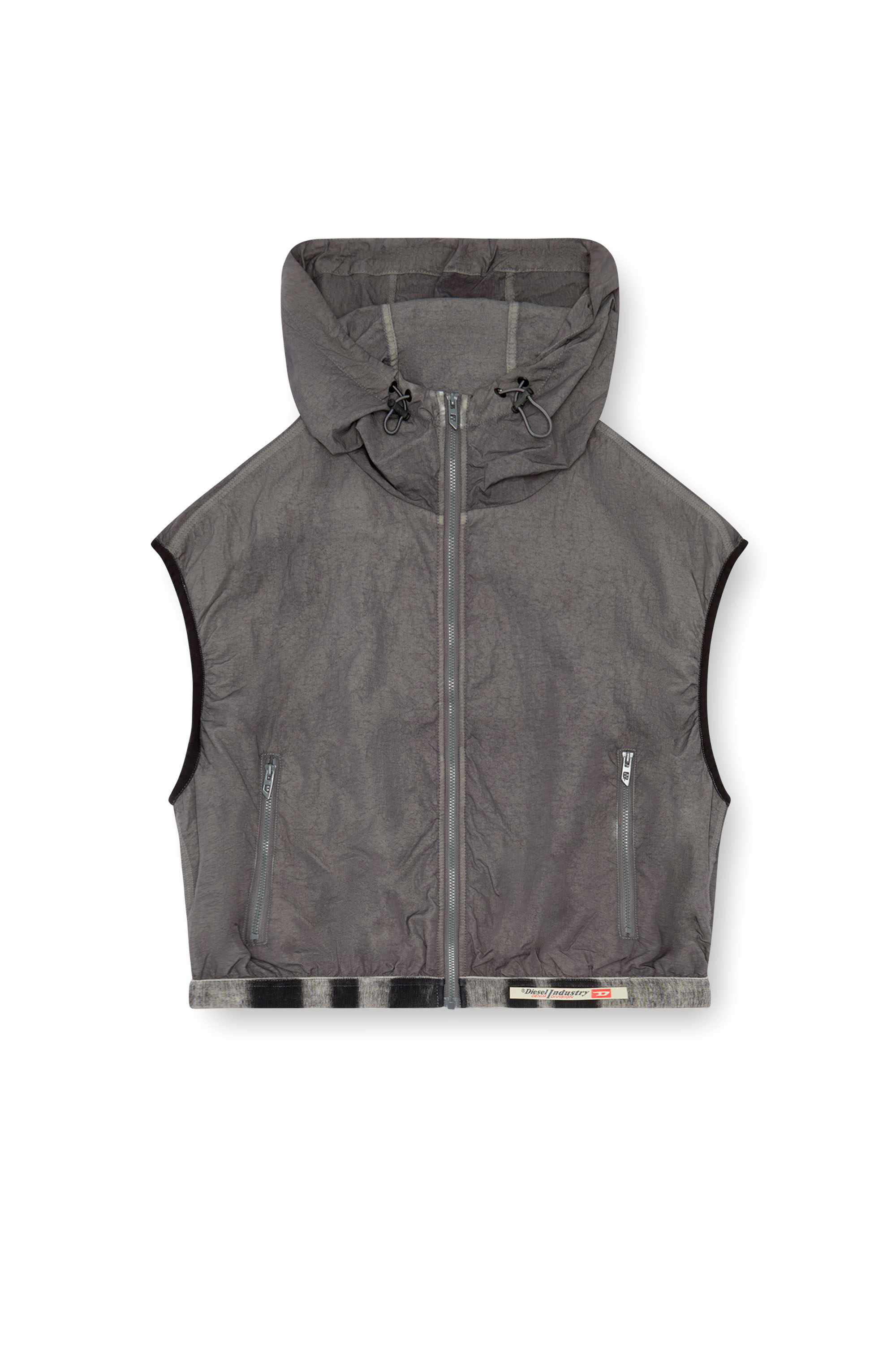 Diesel - G-RANT, Gilet à capuche en nylon recyclé Femme in Gris - 6