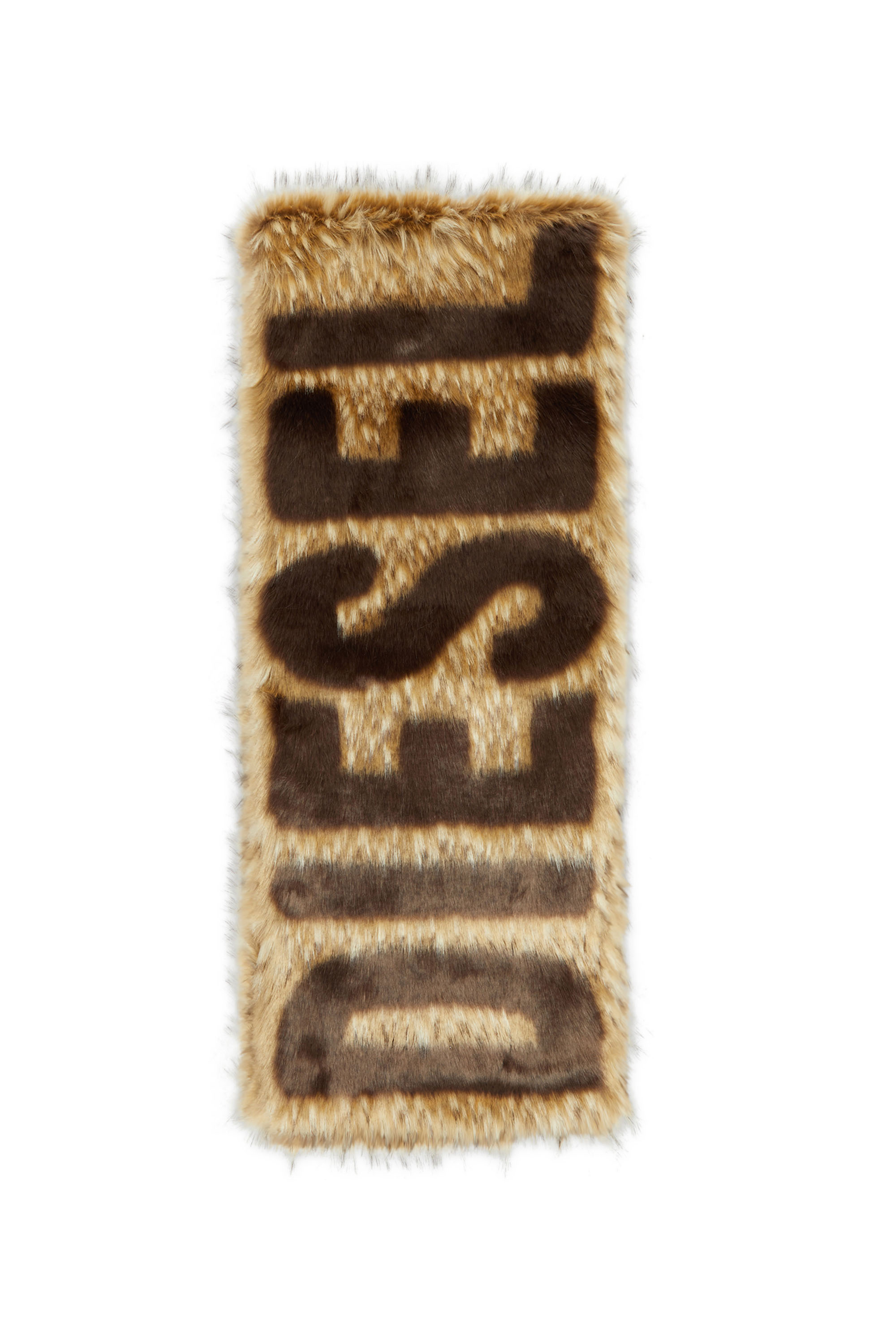 Diesel - S-ABER, Male's Plush scarf with jacquard Diesel logo in Light Brown - 1