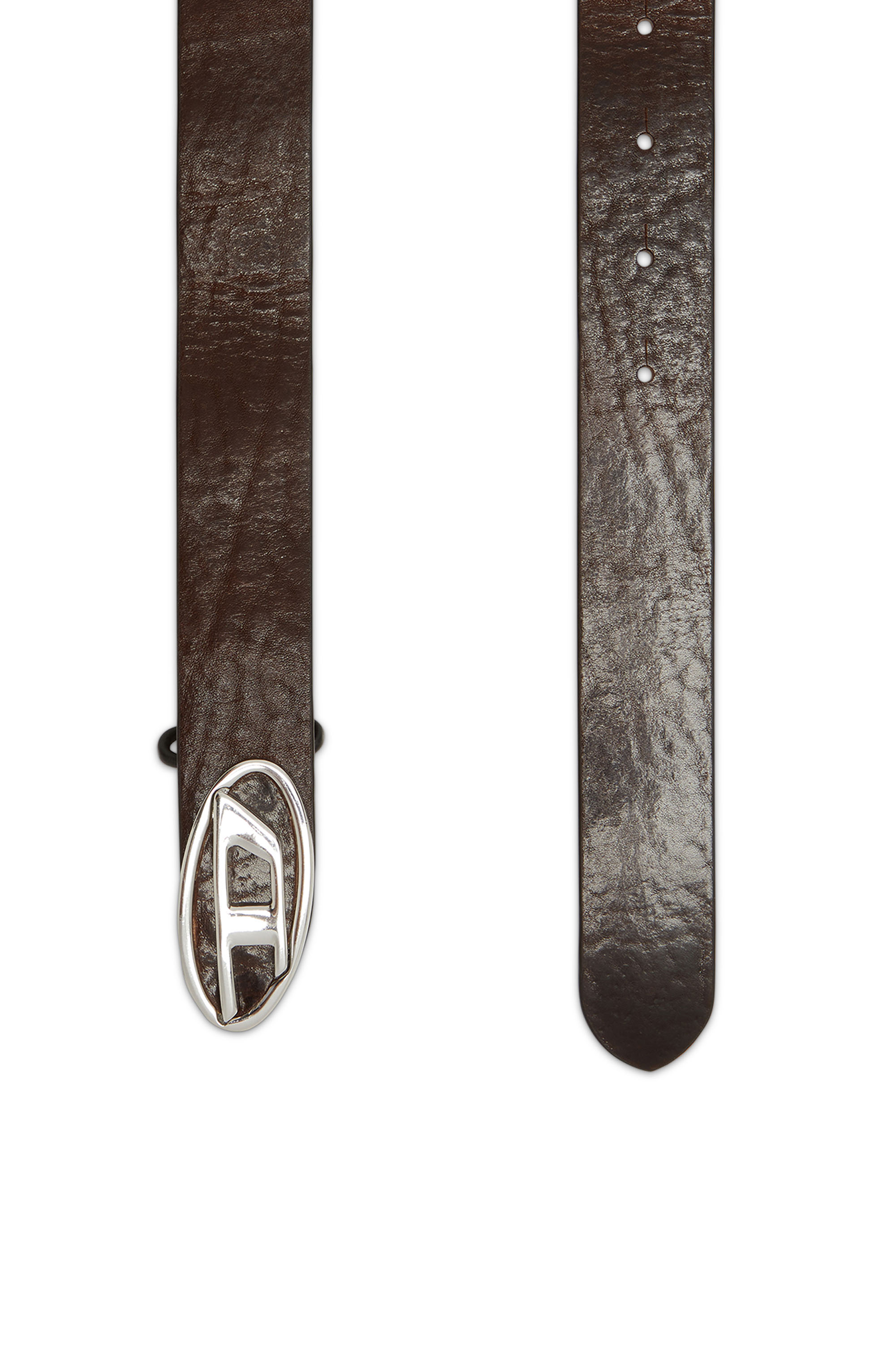 Diesel - B-1DR-LAYER, Male's Leather belt with Oval D logo in Dark Brown - 2