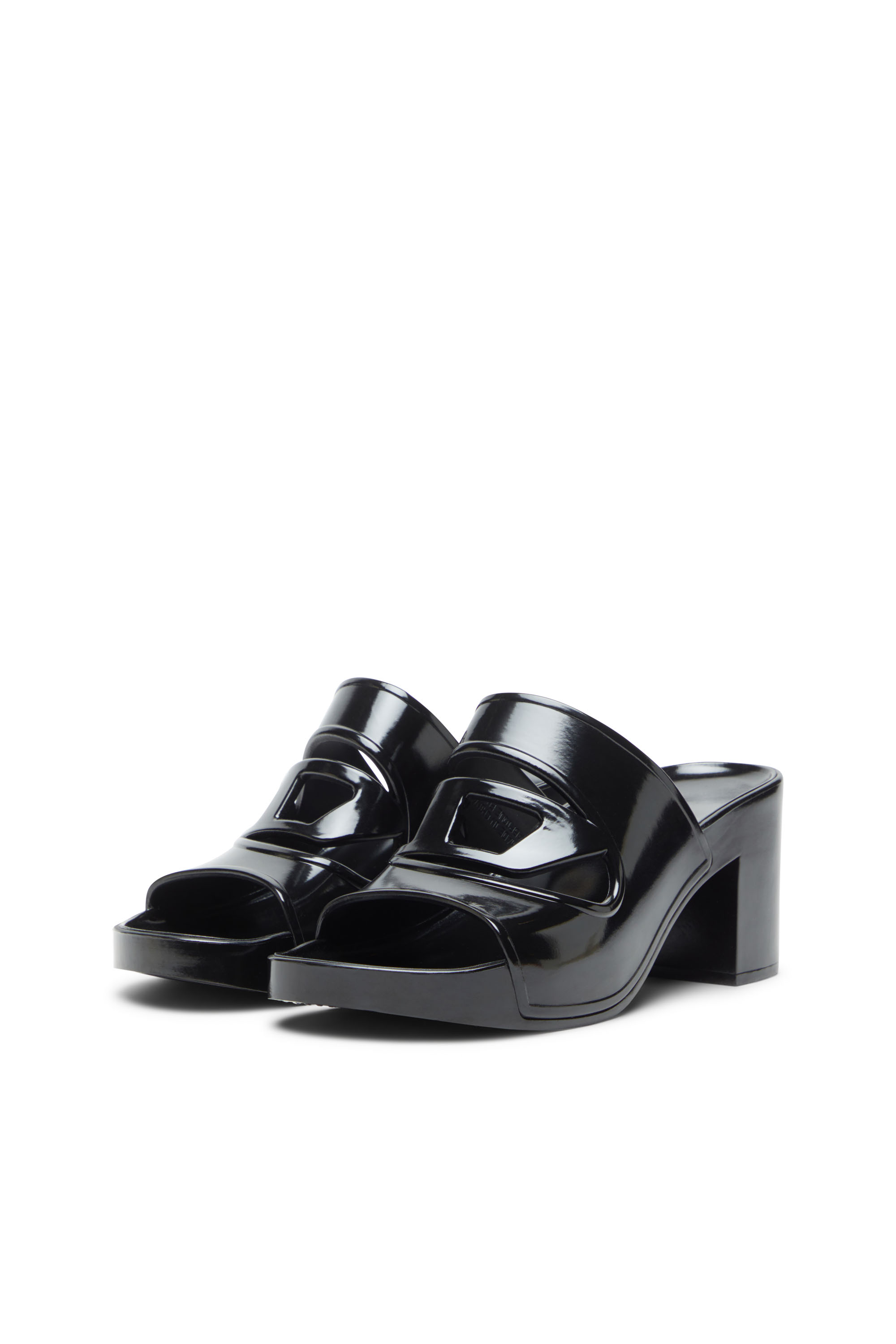 Diesel - SA-BONNIE, Female's Heeled rubber slides with cut-out logo in Black - 8