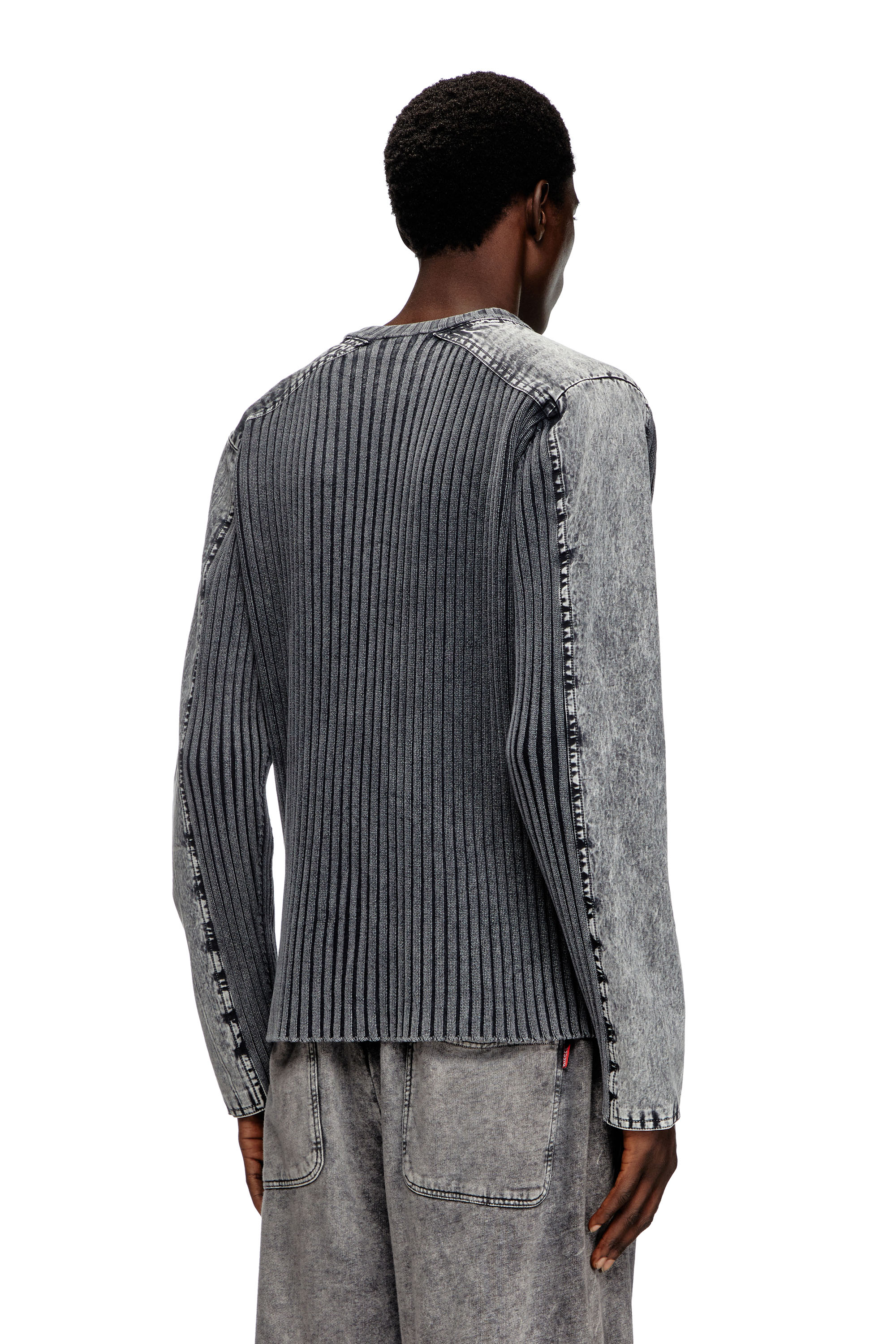 Diesel - K-MATTY, Male's Zip-up cardigan with contrast panels in Dark Grey - 3