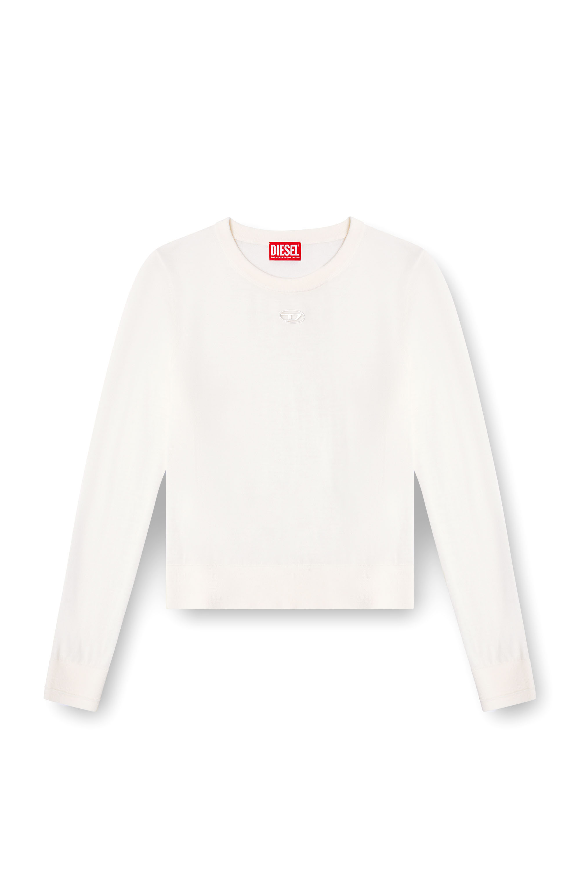 Diesel - M-ALINESA, Female's Wool jumper with cut-out logo in White - 5