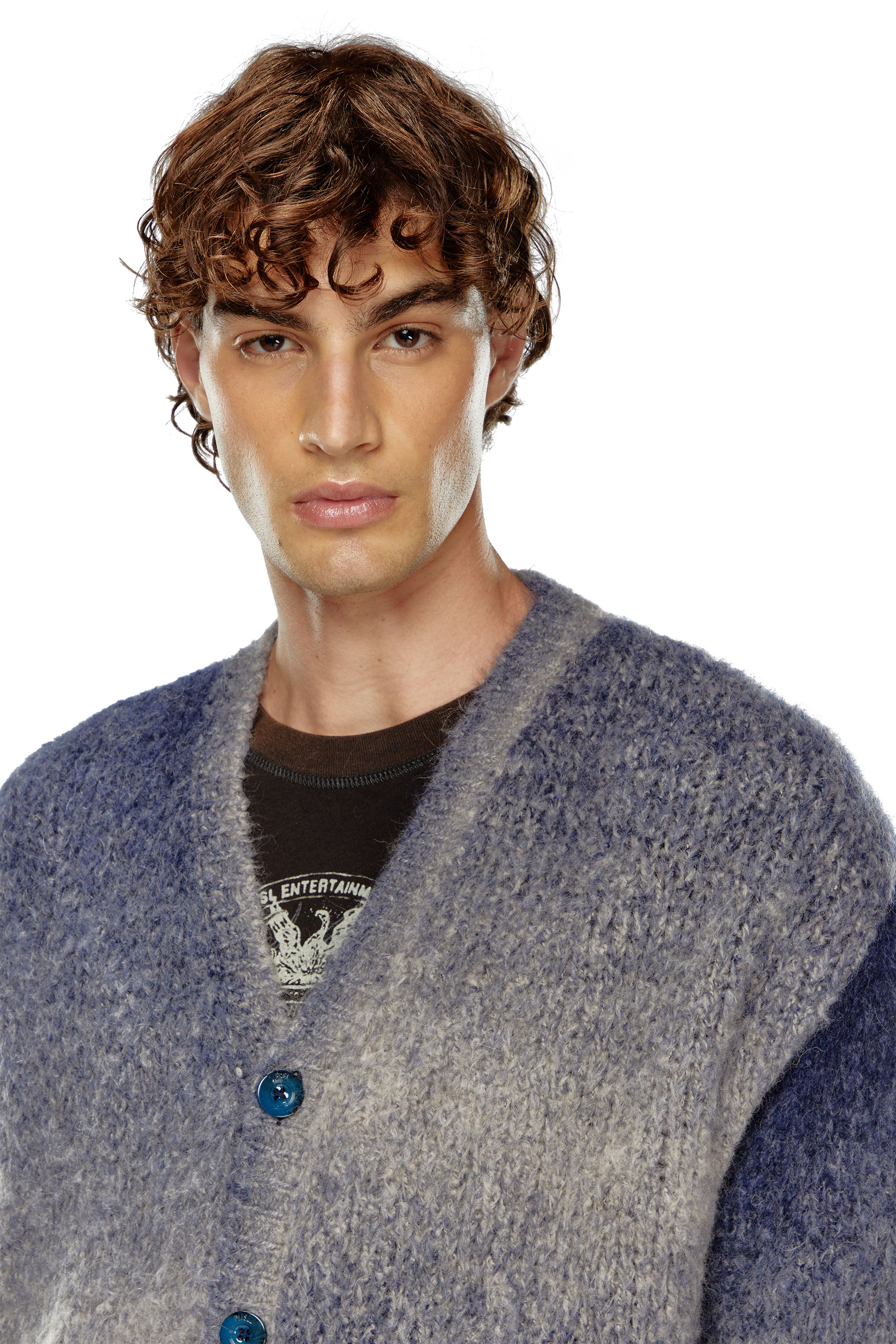 Diesel - K-RAMARRO, Male's Dégradé cardigan in alpaca blend in Blue - 3