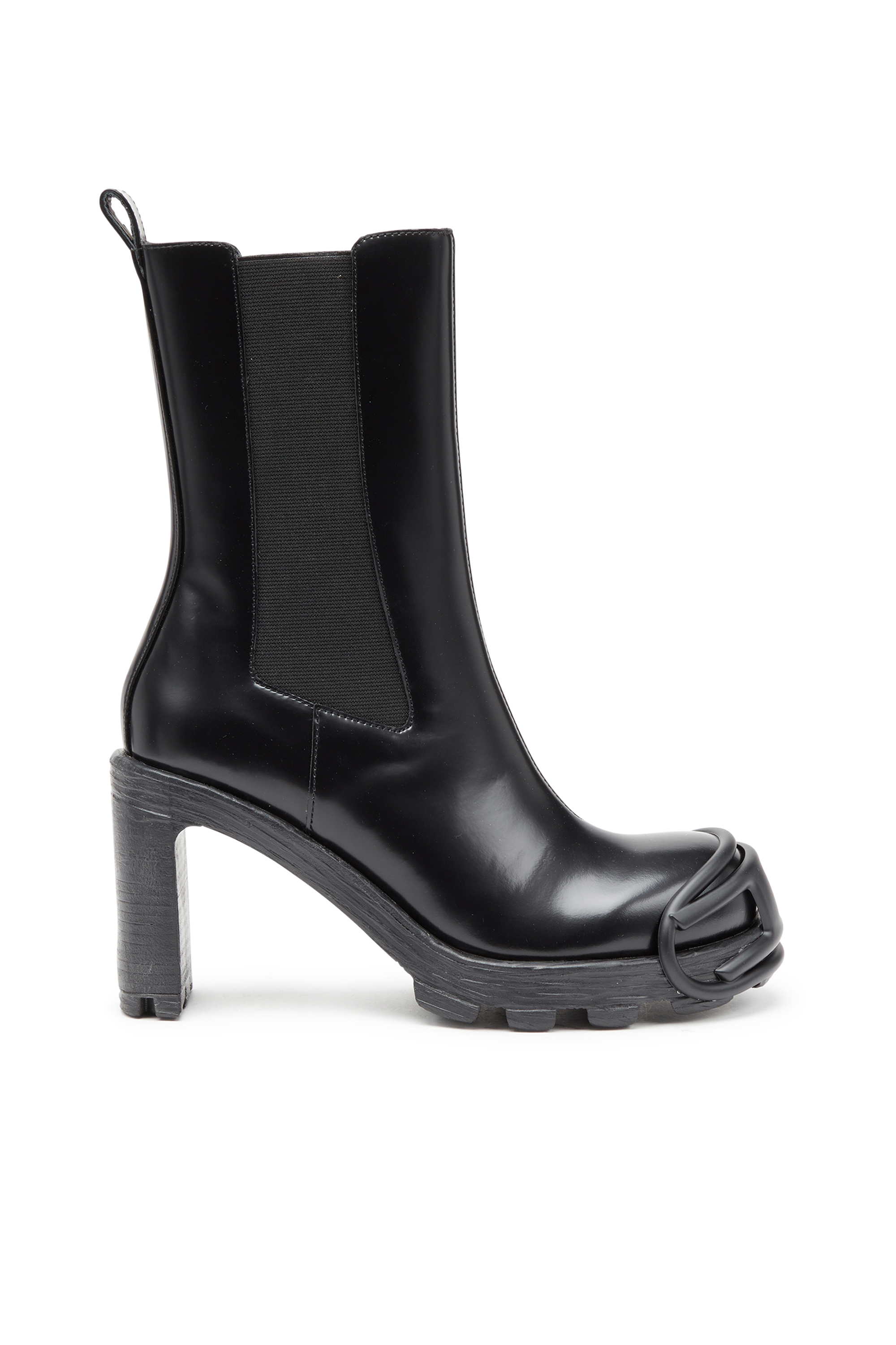 Diesel - D-HAMMER CH D W, Female D-Hammer-High-heel boots with Oval D plaque in Black - Image 1