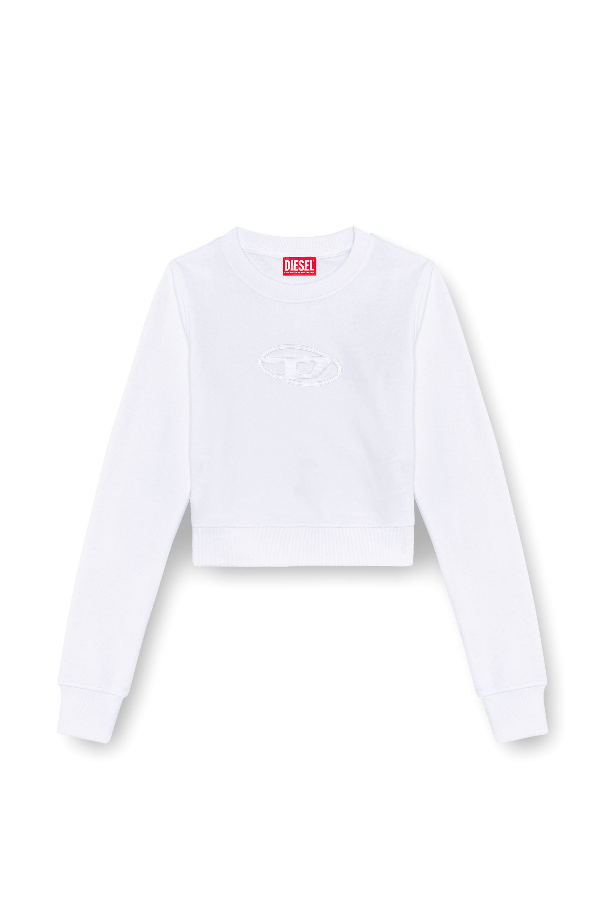 Diesel - F-SLIMMY-OD, Female's Cropped sweatshirt with cut-out logo in White - 4