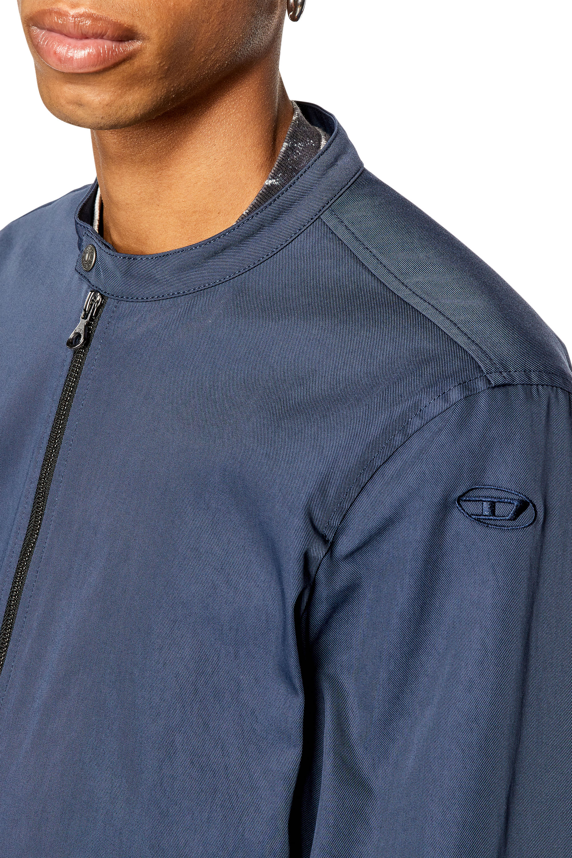 Diesel - J-GLORY-NW, Male Biker jacket in cotton-touch nylon in Blue - Image 4