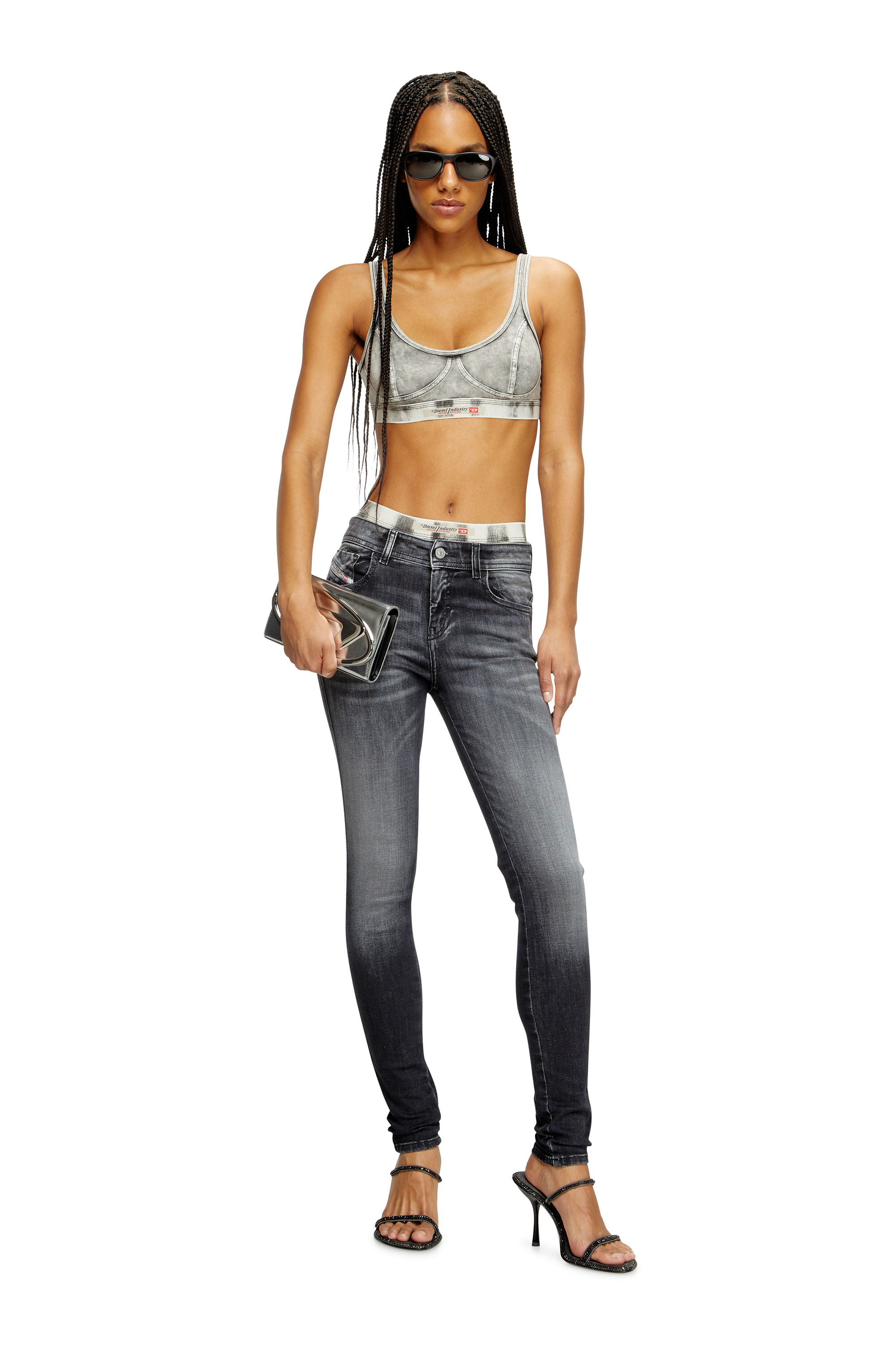 Diesel - Skinny Jeans 2017 Slandy 09K97 Femme, Noir/Gris foncé - Image 1
