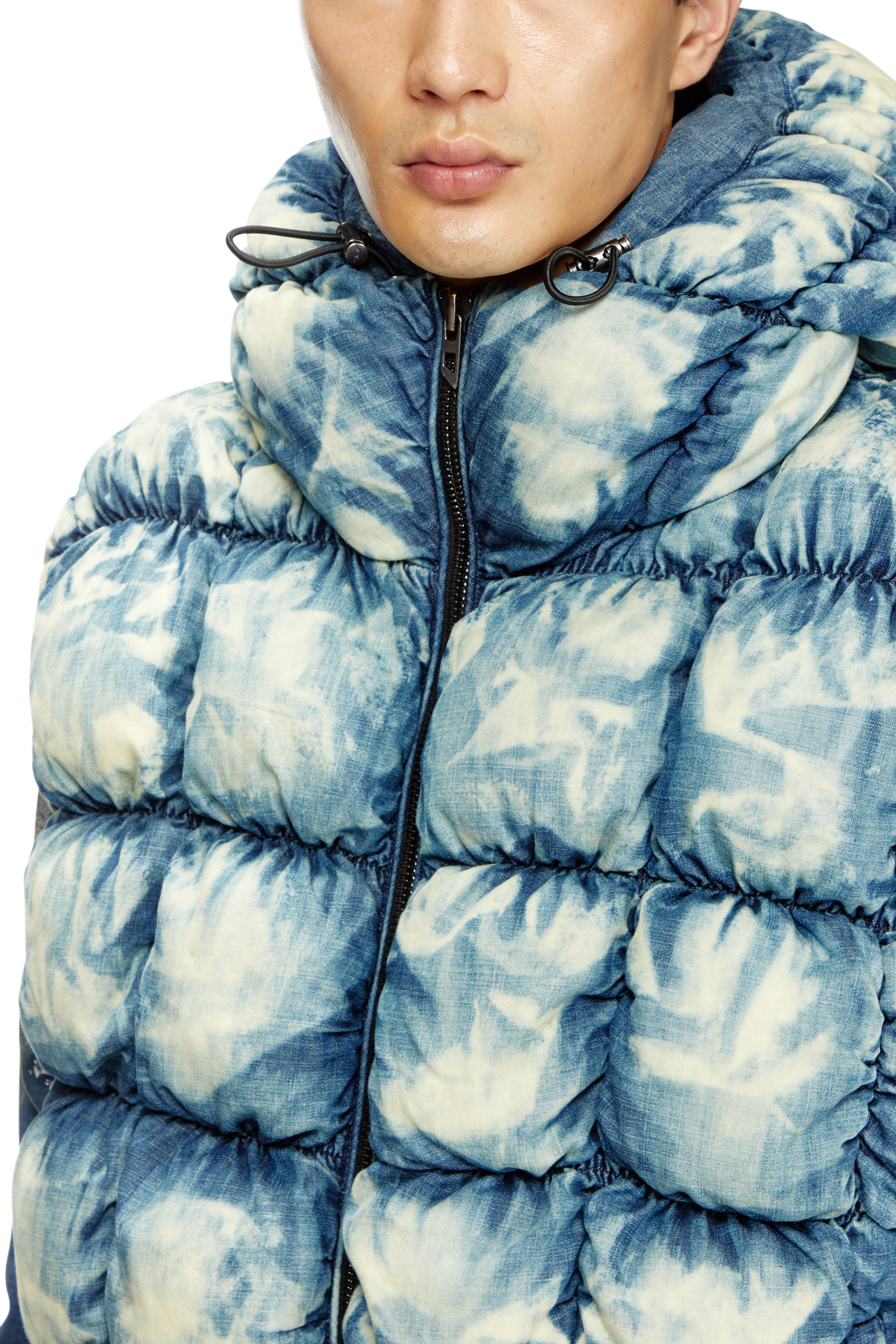 Diesel - W-THYS, Unisex's Tie-dyed denim puffer vest in Blue - 4