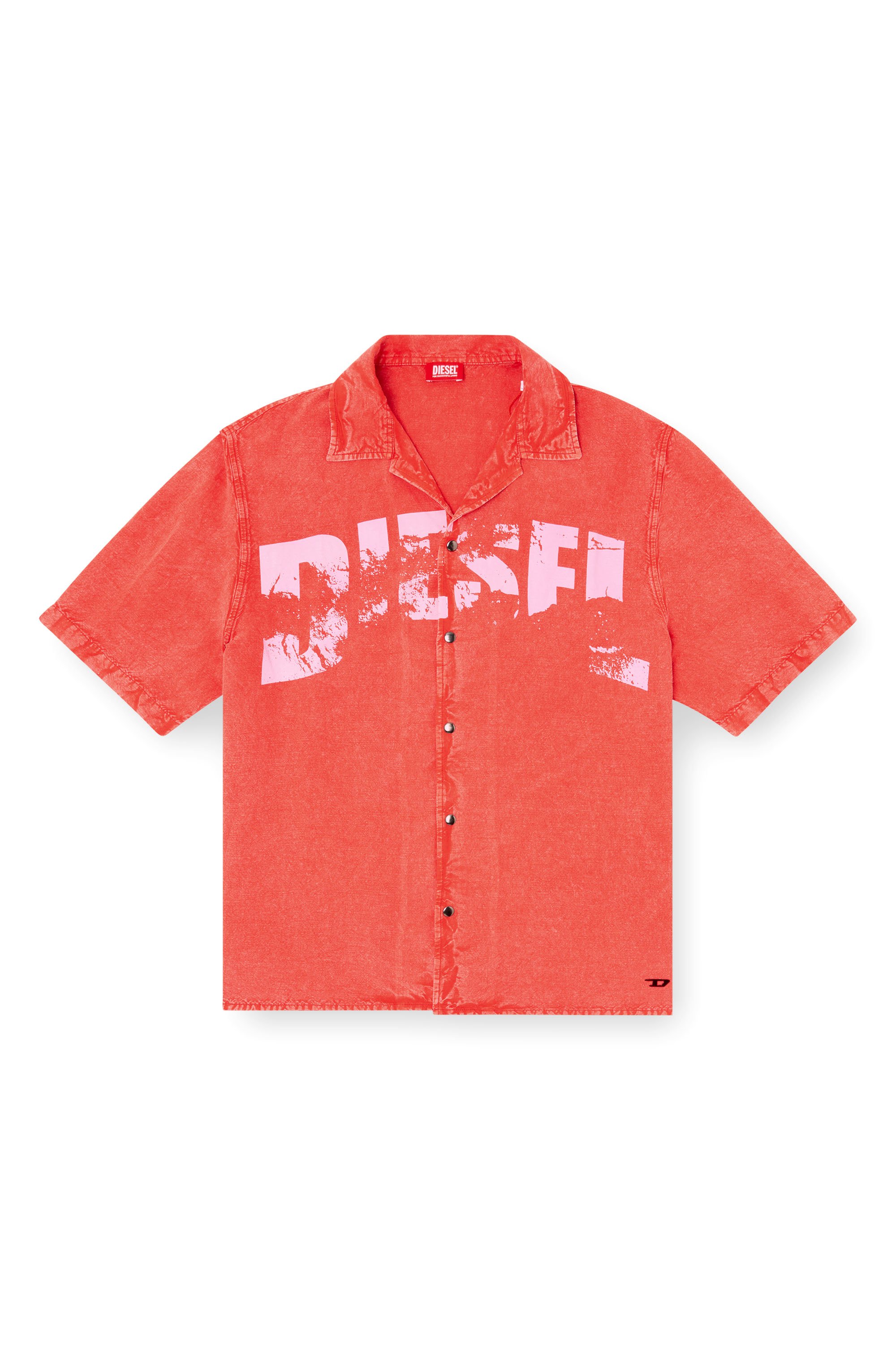 Diesel - CHARLES-D-POP, Chemise de plage en lin mélangé Homme in Rouge - 4