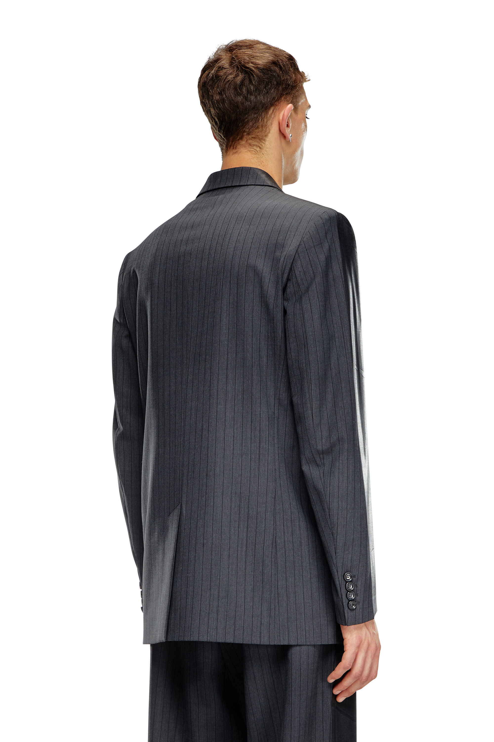 Diesel - J-STANLEY, Male Pinstripe blazer with coated front in Black - Image 4