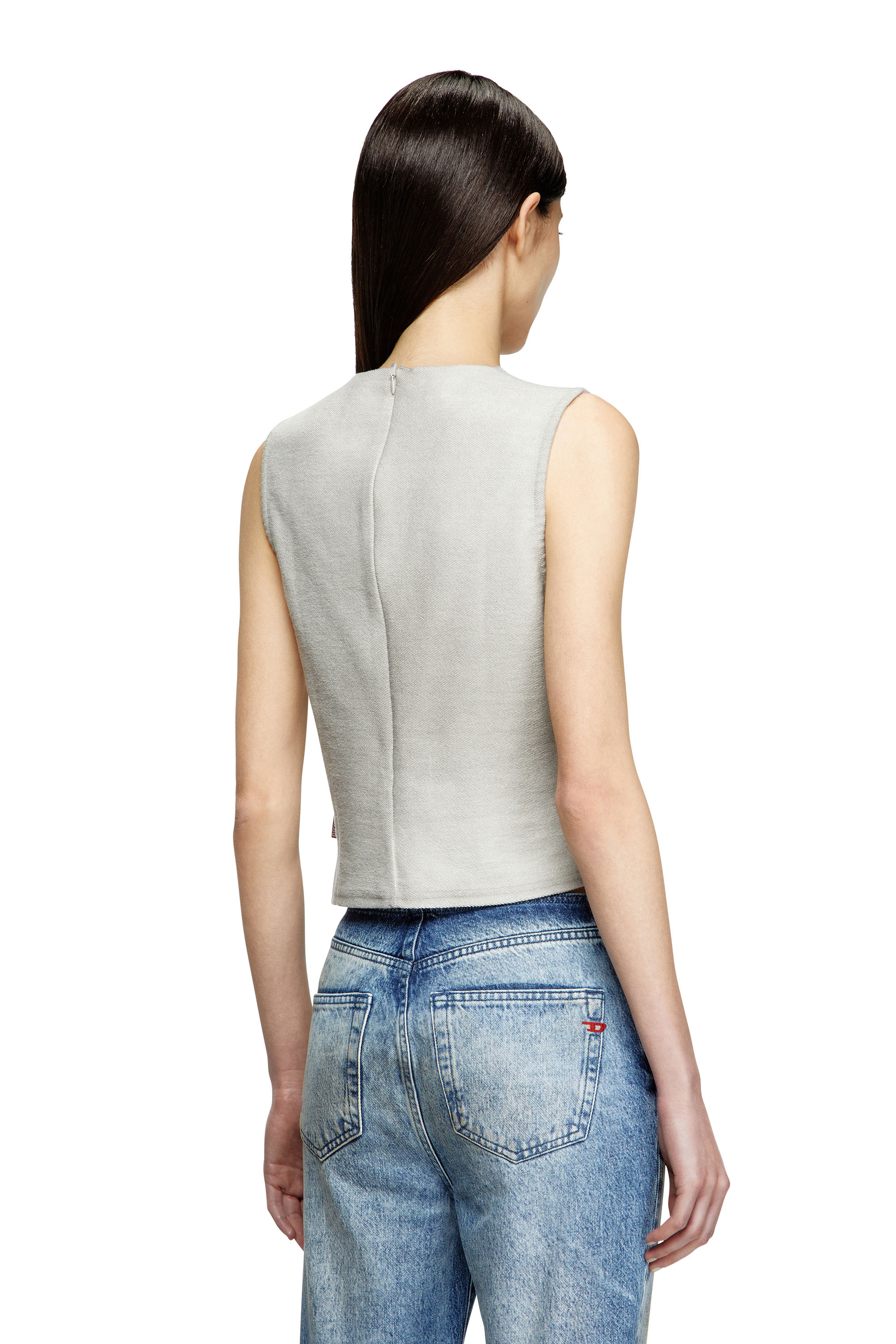 Diesel - T-YASMINA, Female's Tank top with distressed front in Light Grey - 3