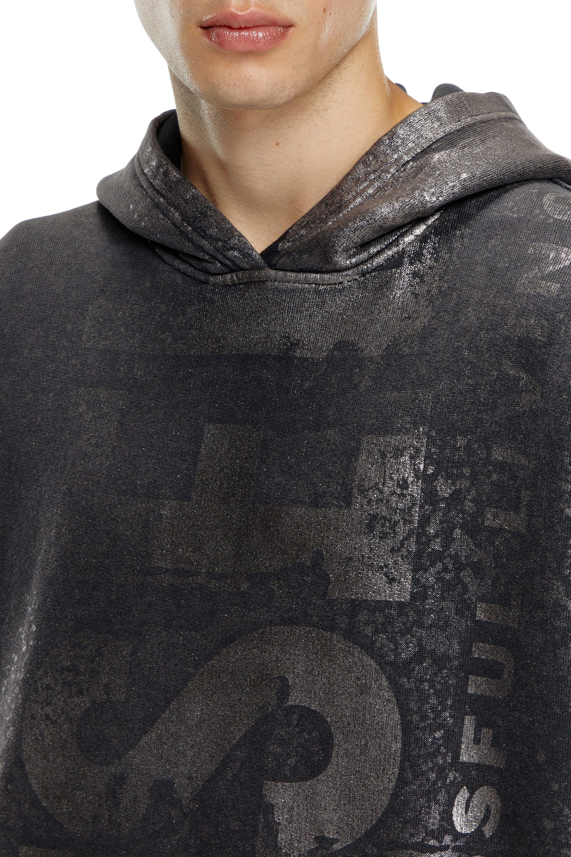 Diesel - S-BOXT-HOOD-Q6, Male's Metallic hoodie with logo in Black - 4