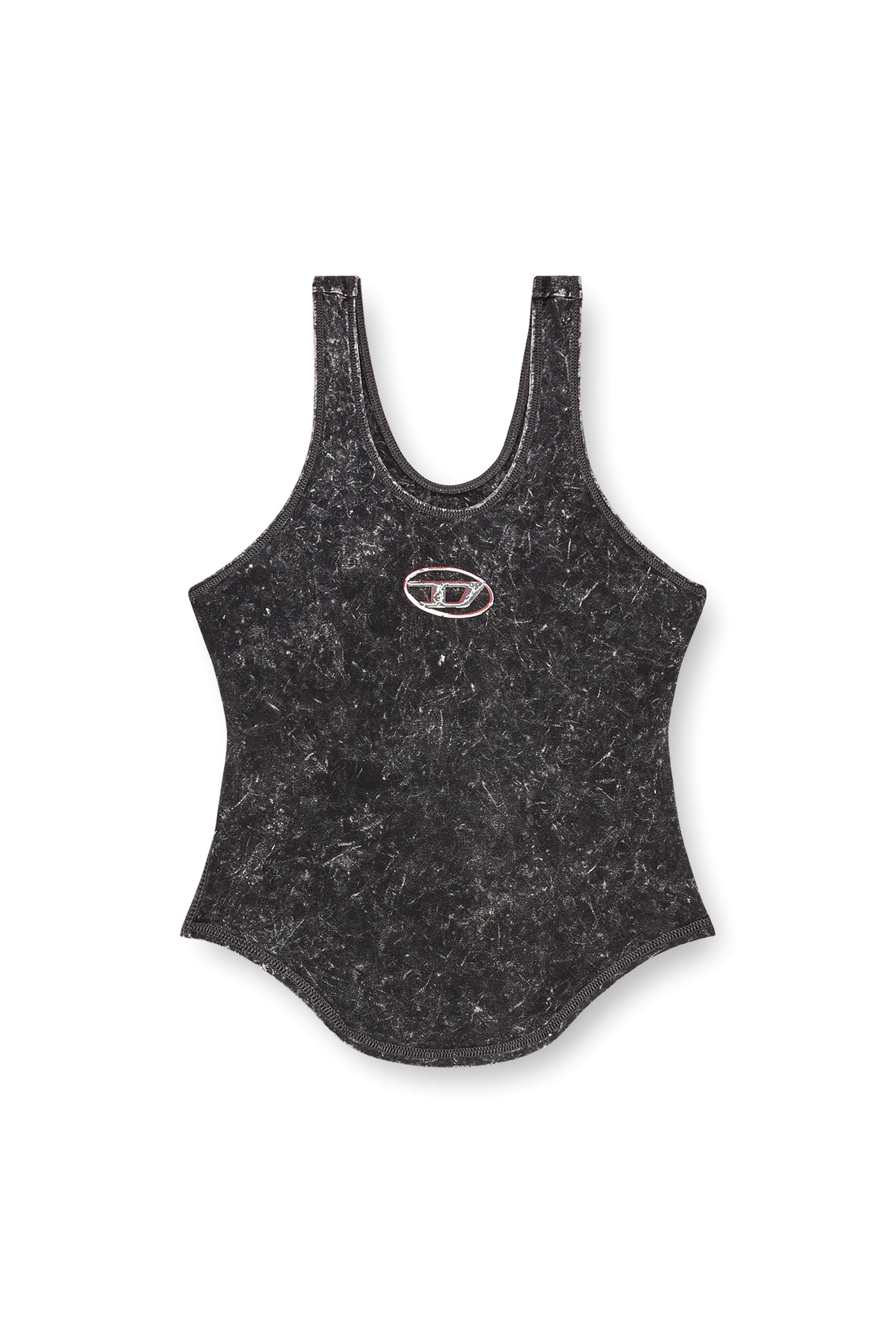 Diesel - T-AVENA-P1, Female Open-back top with marbled effect in Black - Image 4