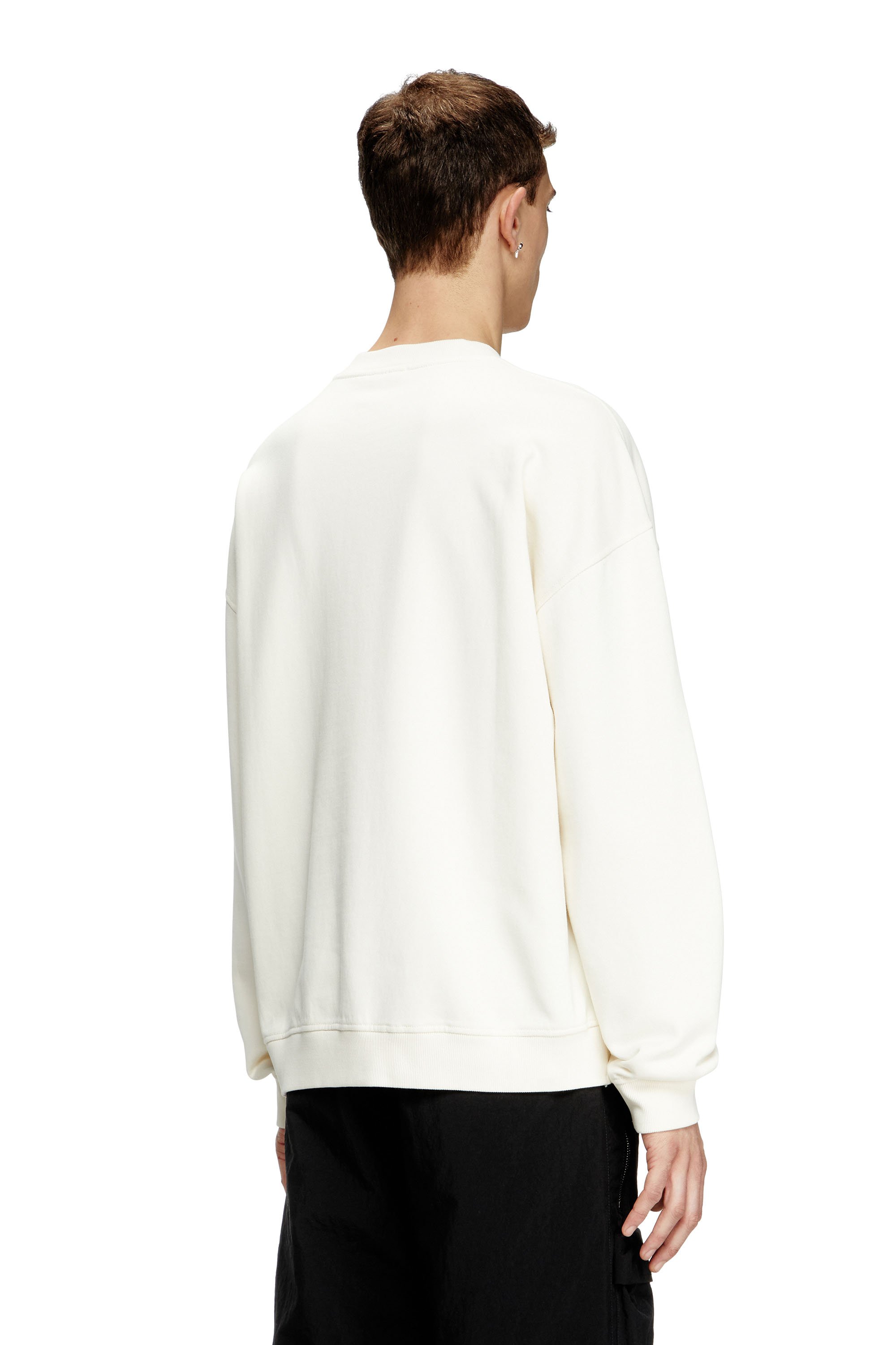 Diesel - S-BOXT-N5, Male's Sweatshirt with distressed flocked logo in White/Black - 3