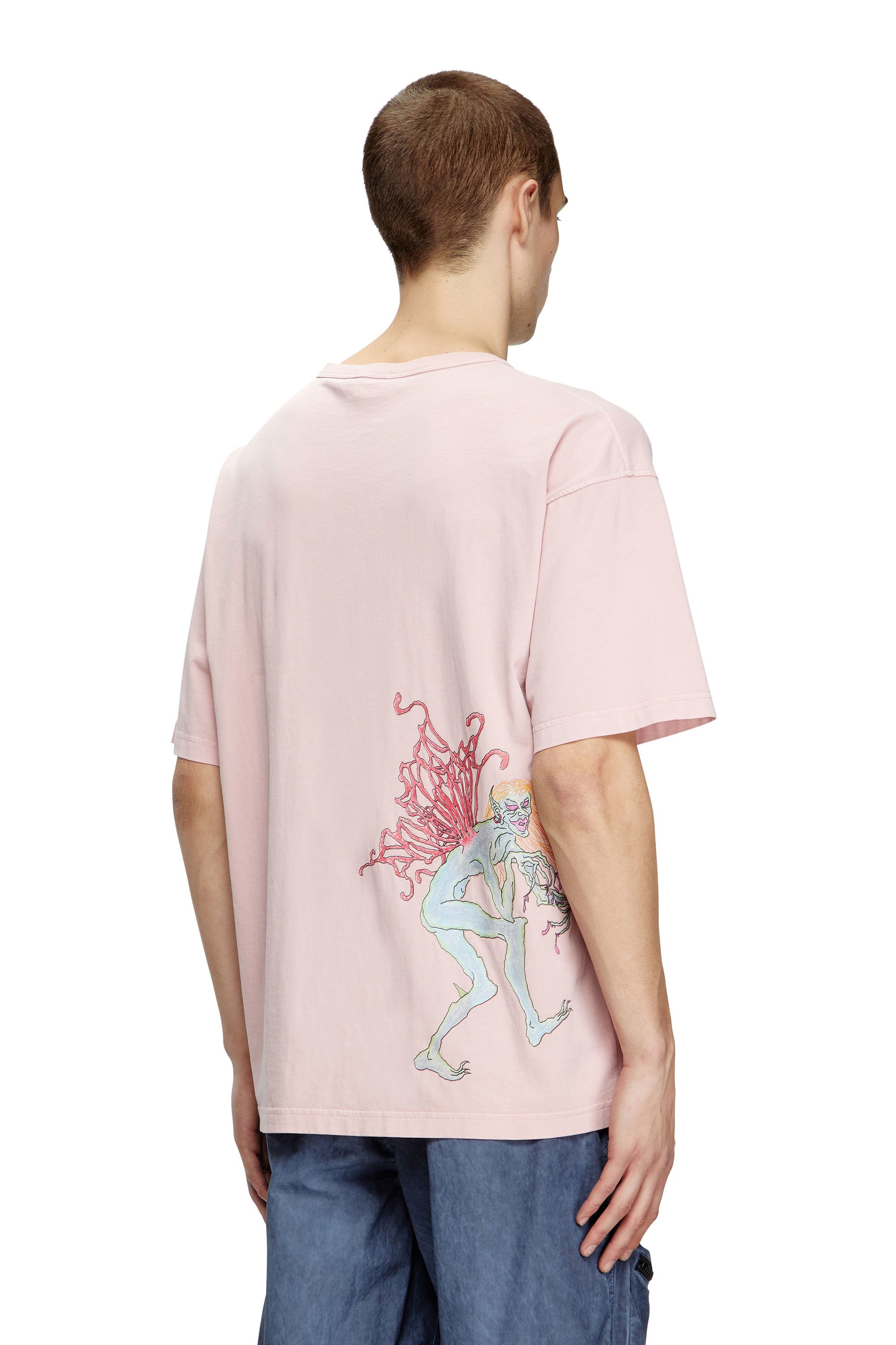 Diesel - T-BOXT-R28, Male's T-shirt with tattoo graphics in Pink - 3