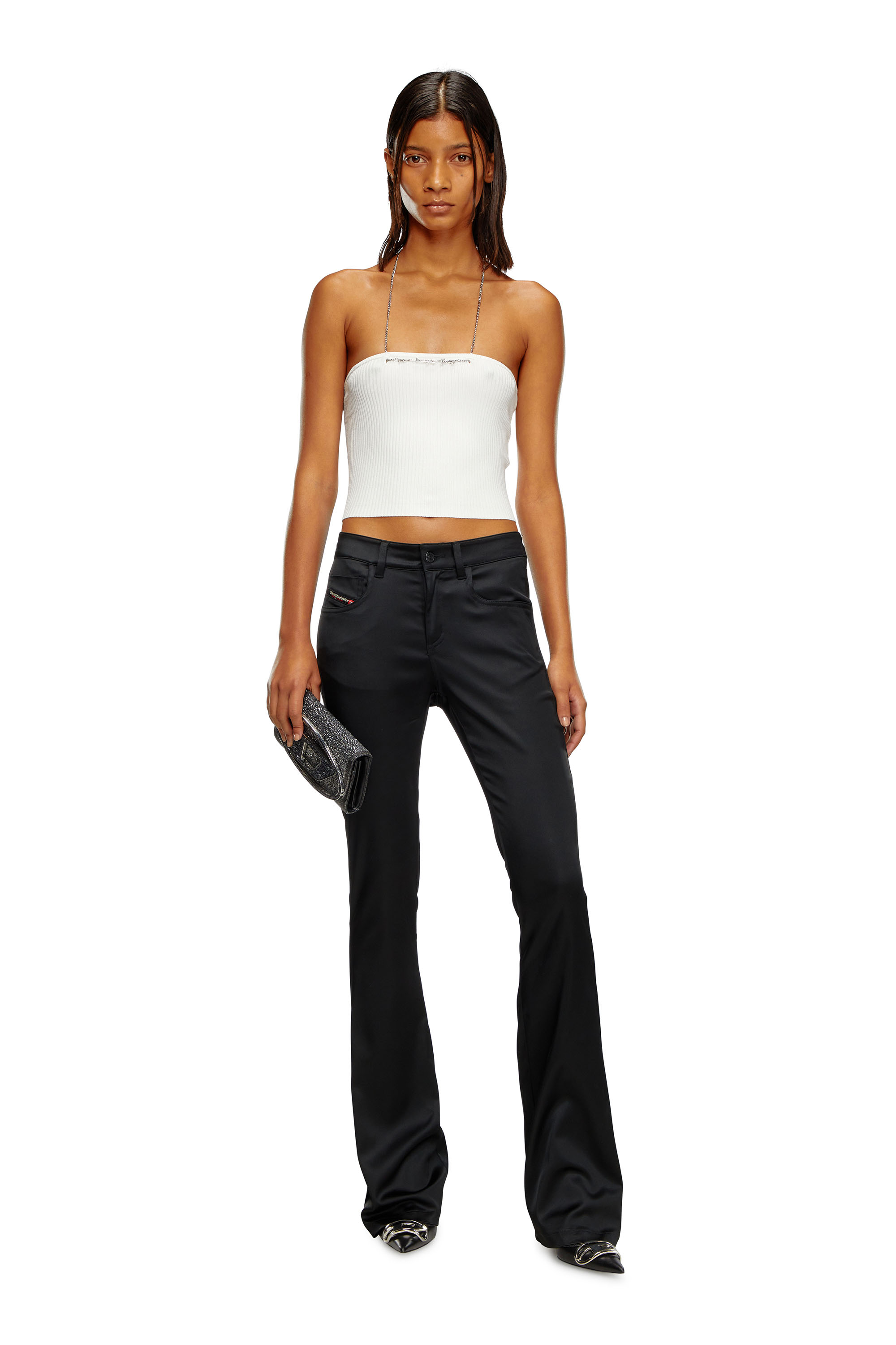 Diesel - M-ANDAS, Top crop en maille avec dos nu chaîne Femme in Blanc - 2