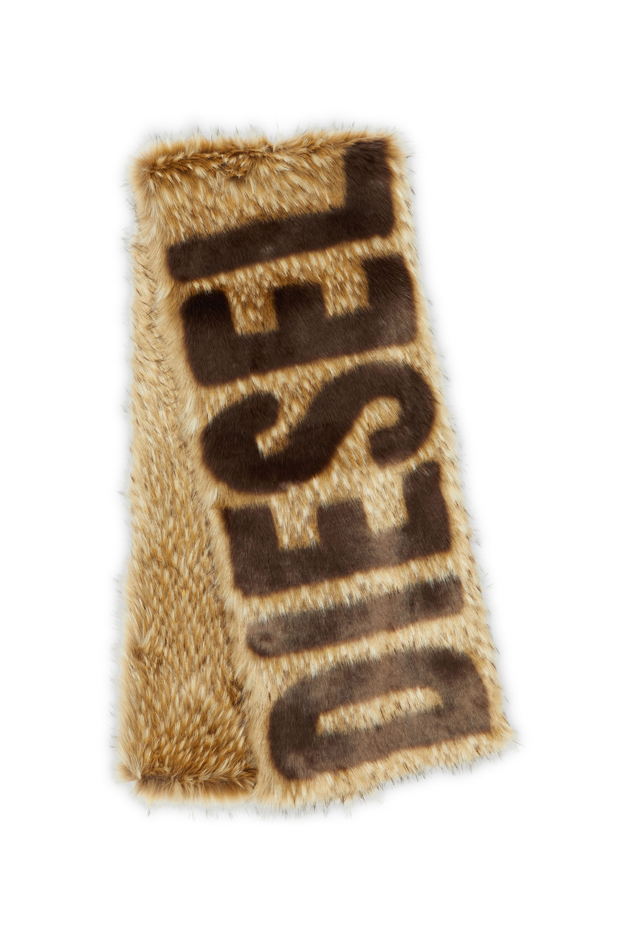 Diesel - S-ABER, Male's Plush scarf with jacquard Diesel logo in Light Brown - 3