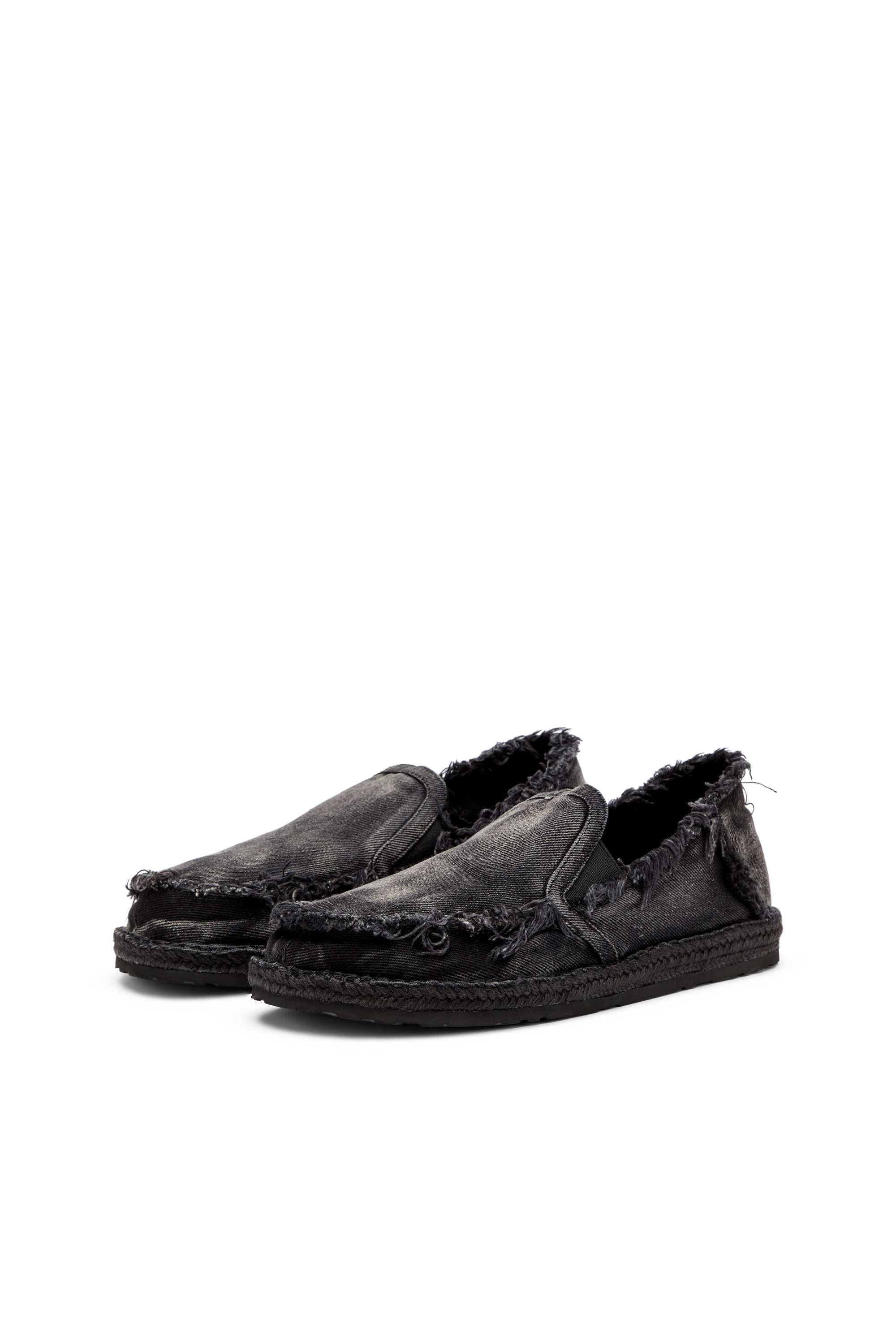 Diesel - D-LUKAS ESP, D-Lukas-Mocassins espadrilles en denim vieilli Homme in Noir - 8