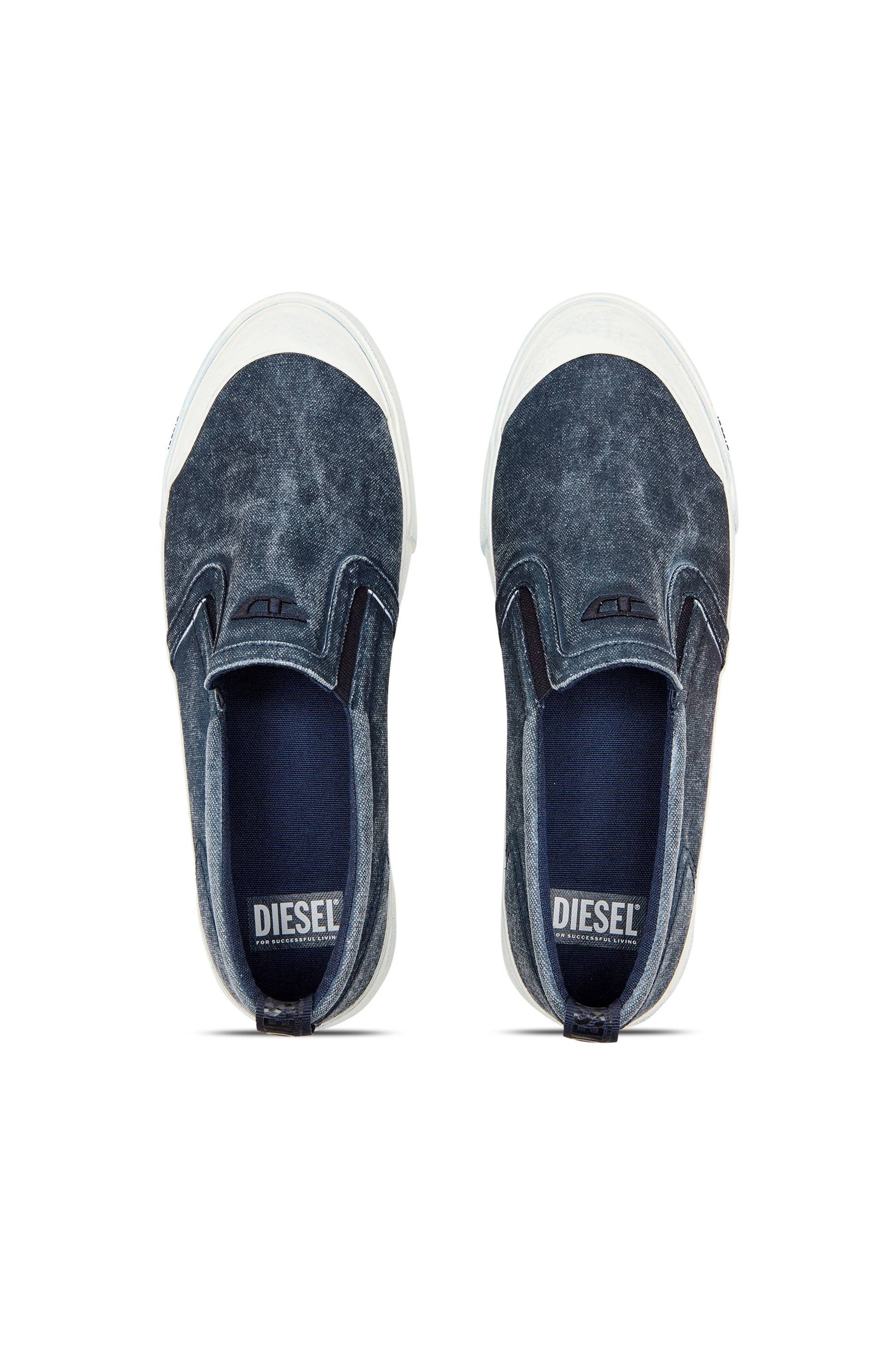 Diesel - S-ATHOS SLIP ON, Male's S-Athos-Canvas slip-on sneakers with D embroidery in Blue - 5