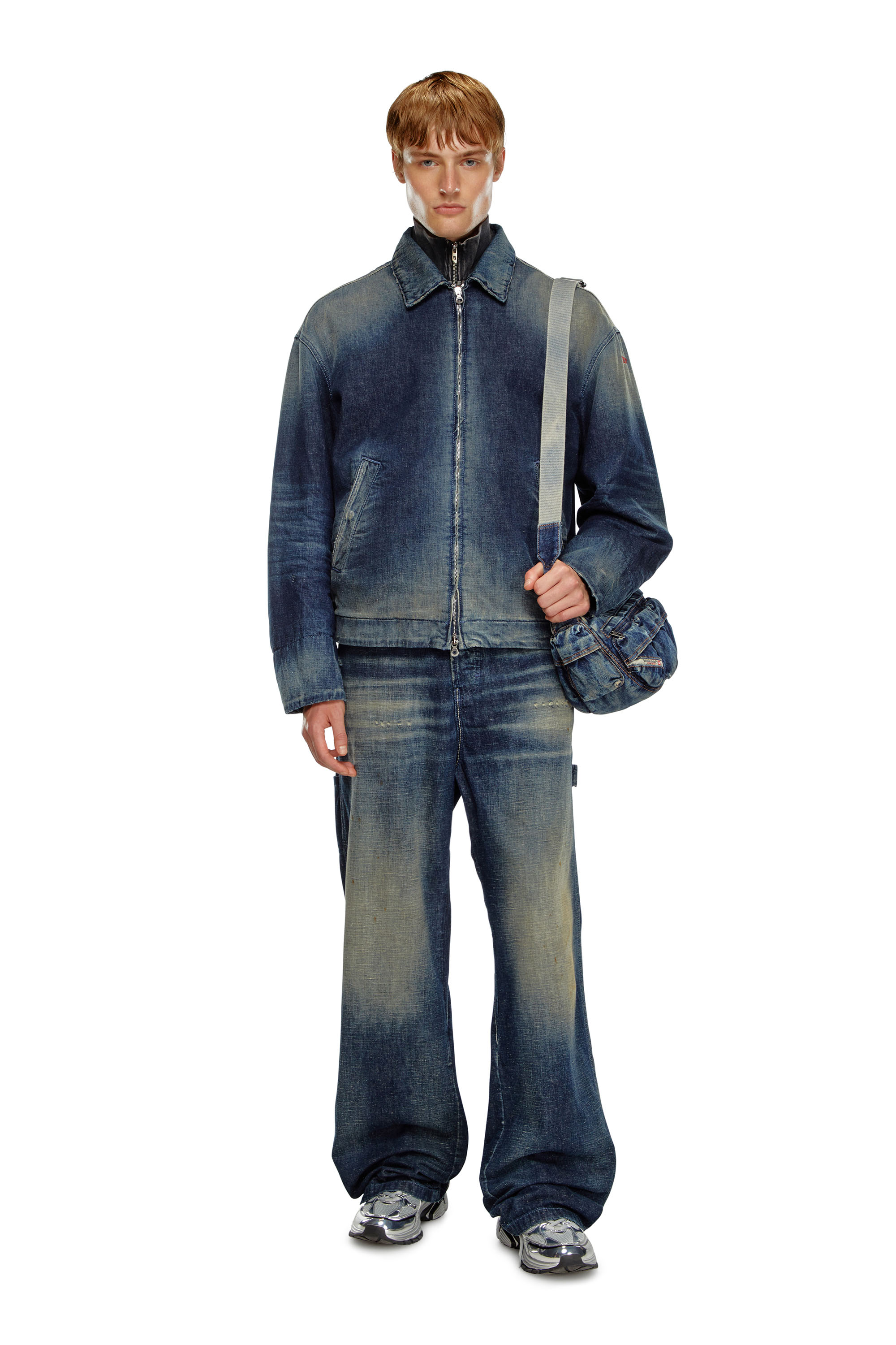 Diesel - D-STACK, Male's Padded jacket in utility-style denim in Dark Blue - 2