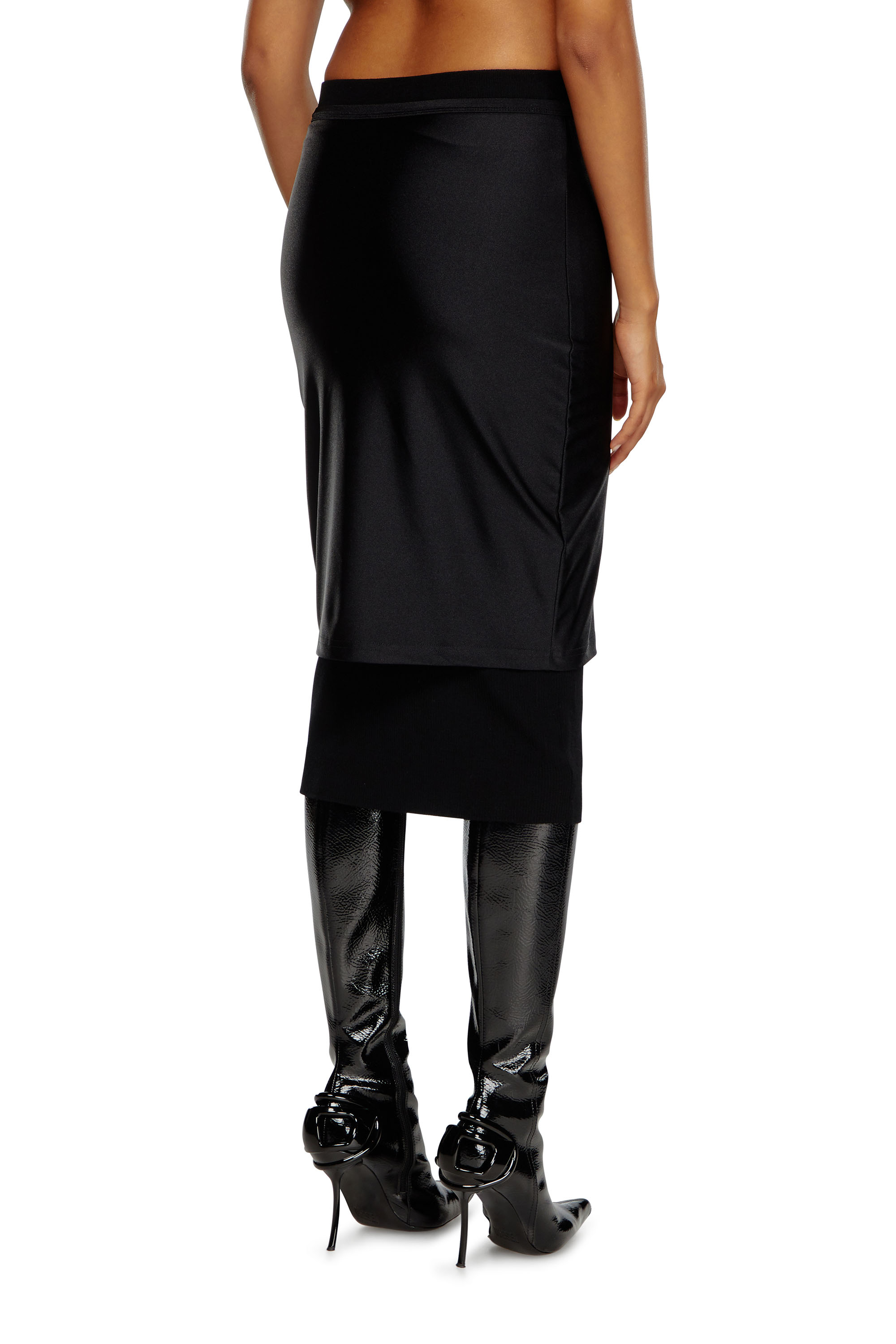 Diesel - M-ROSSY, Female's Pencil skirt in wool and stretch fabric in Black - 3