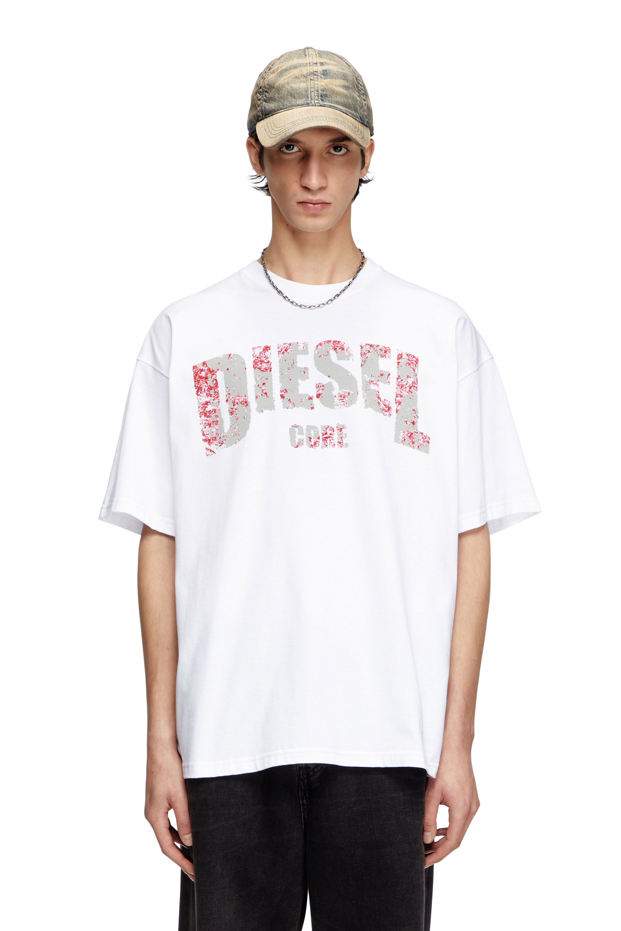 Diesel - T-ADJUST-R25, T-shirt avec imprimé Diesel Core Homme in Blanc - 1