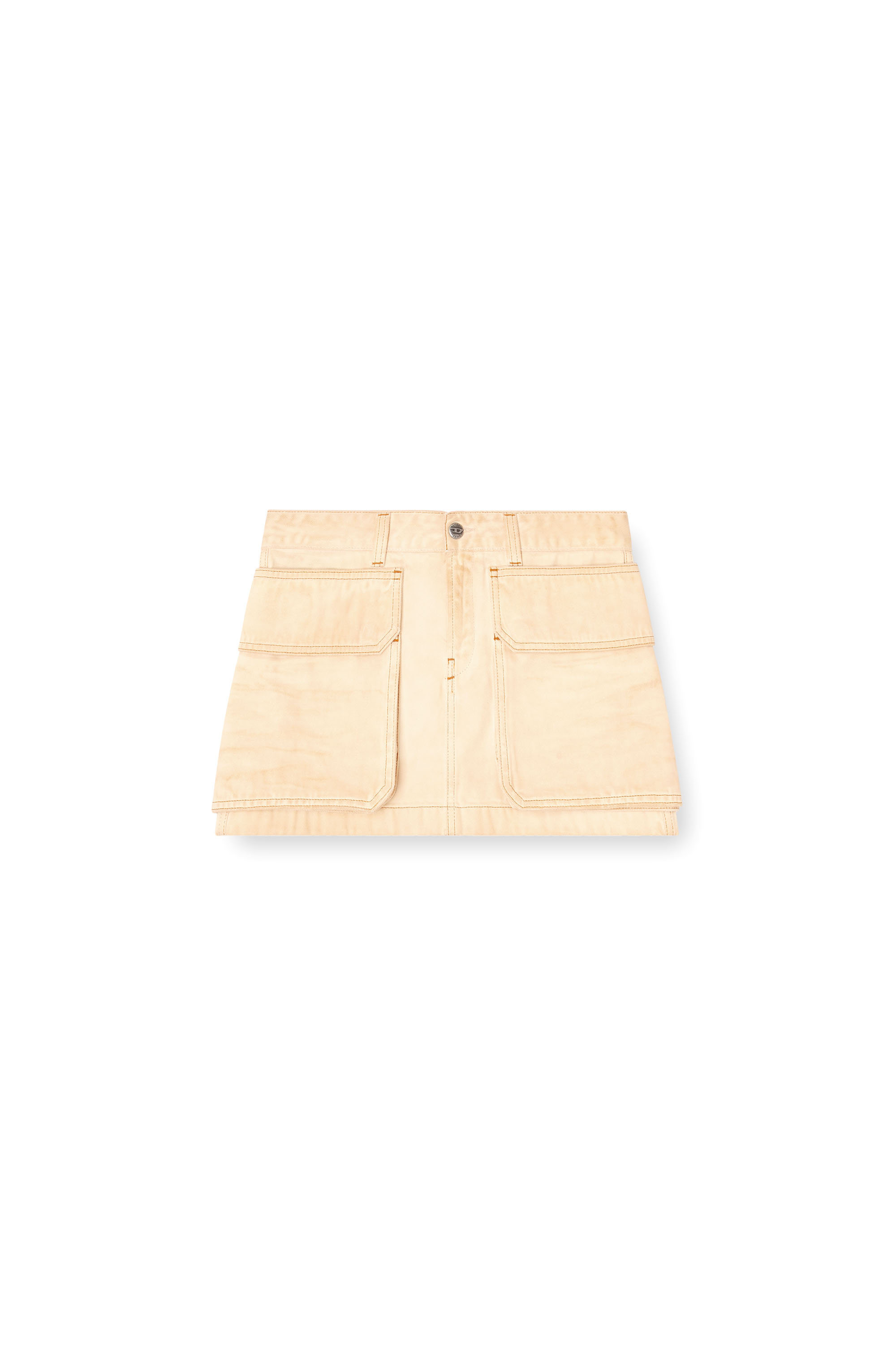 Diesel - DE-TON, Female's Mini skirt in batavia-weave denim in Beige - 3