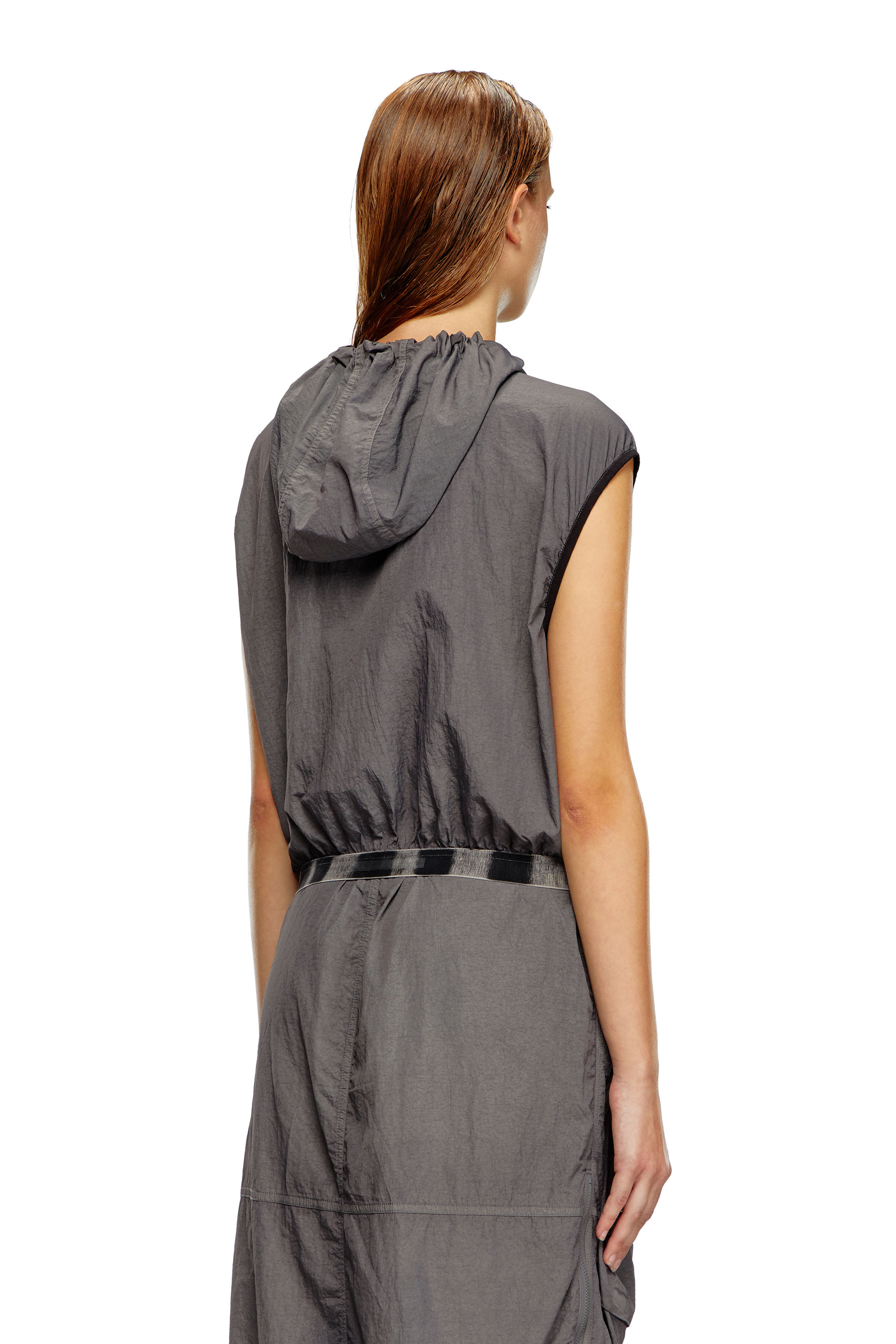 Diesel - G-RANT, Female's Hooded vest in recycled nylon in Grey - 3