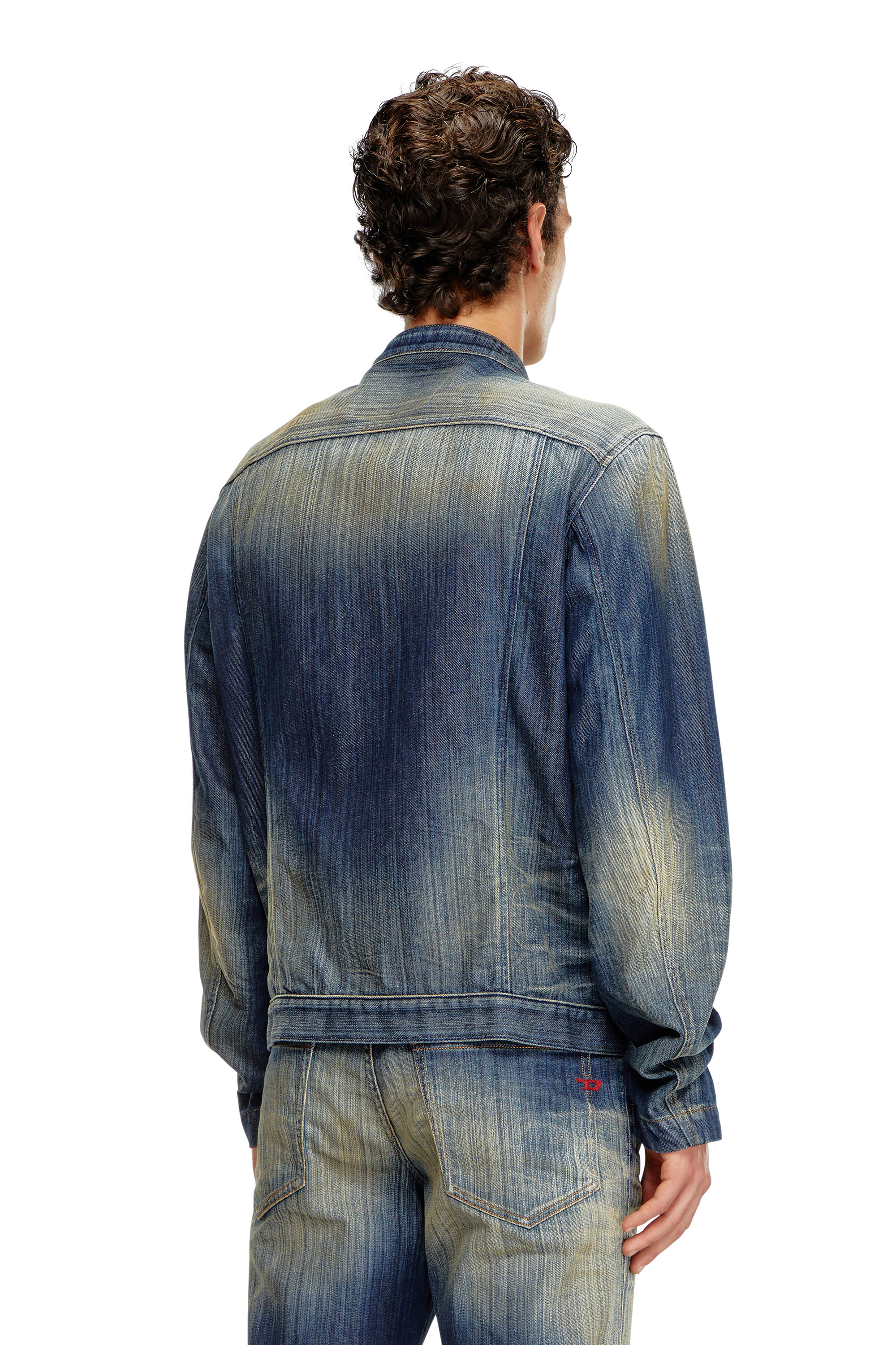 Diesel - D-GLORY, Veste moto en denim strié Homme in Bleu - 3