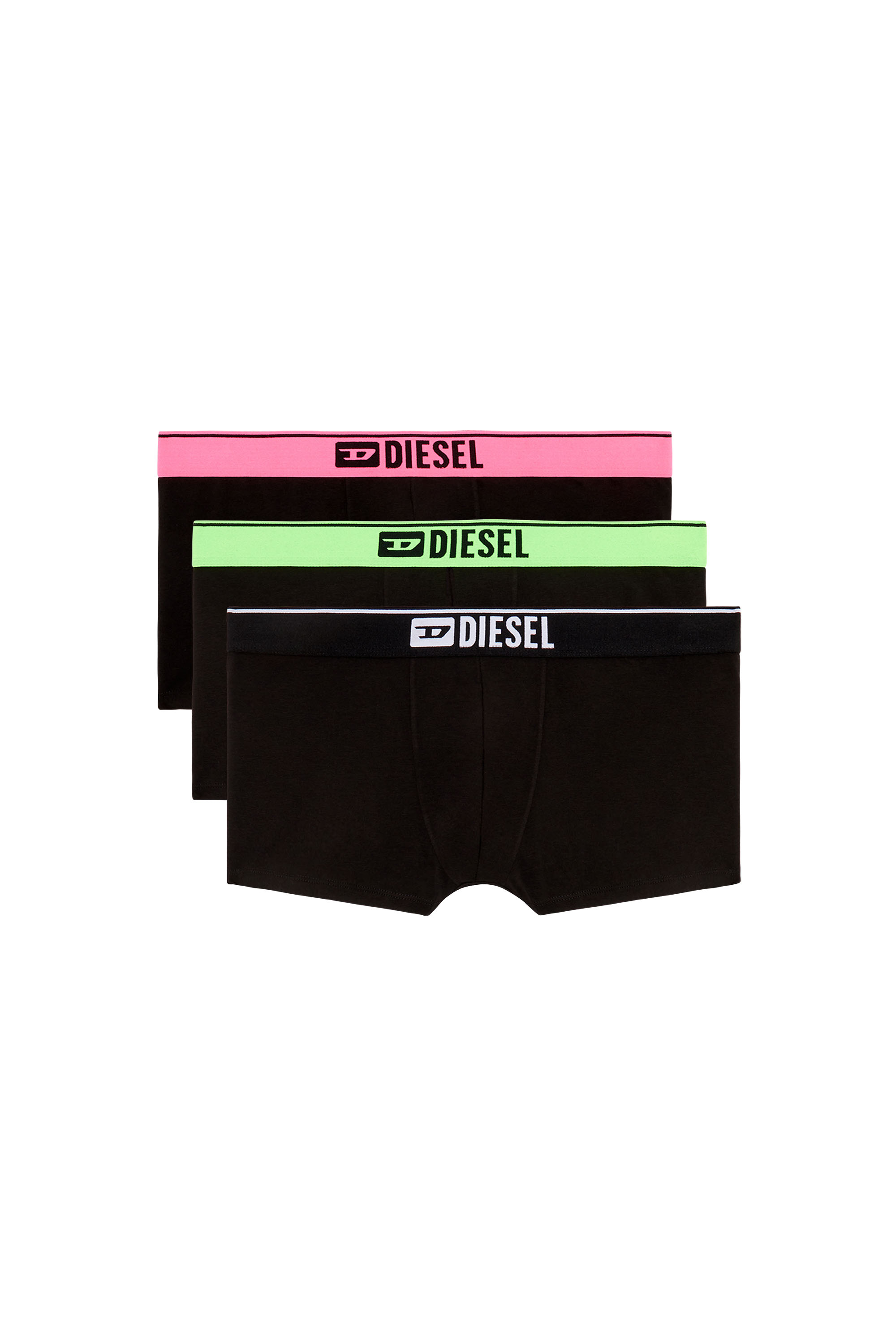 Diesel - UMBX-DAMIENTHREEPACK, Male's Three-pack boxer briefs with pop-colour waist in Black/Green - 1