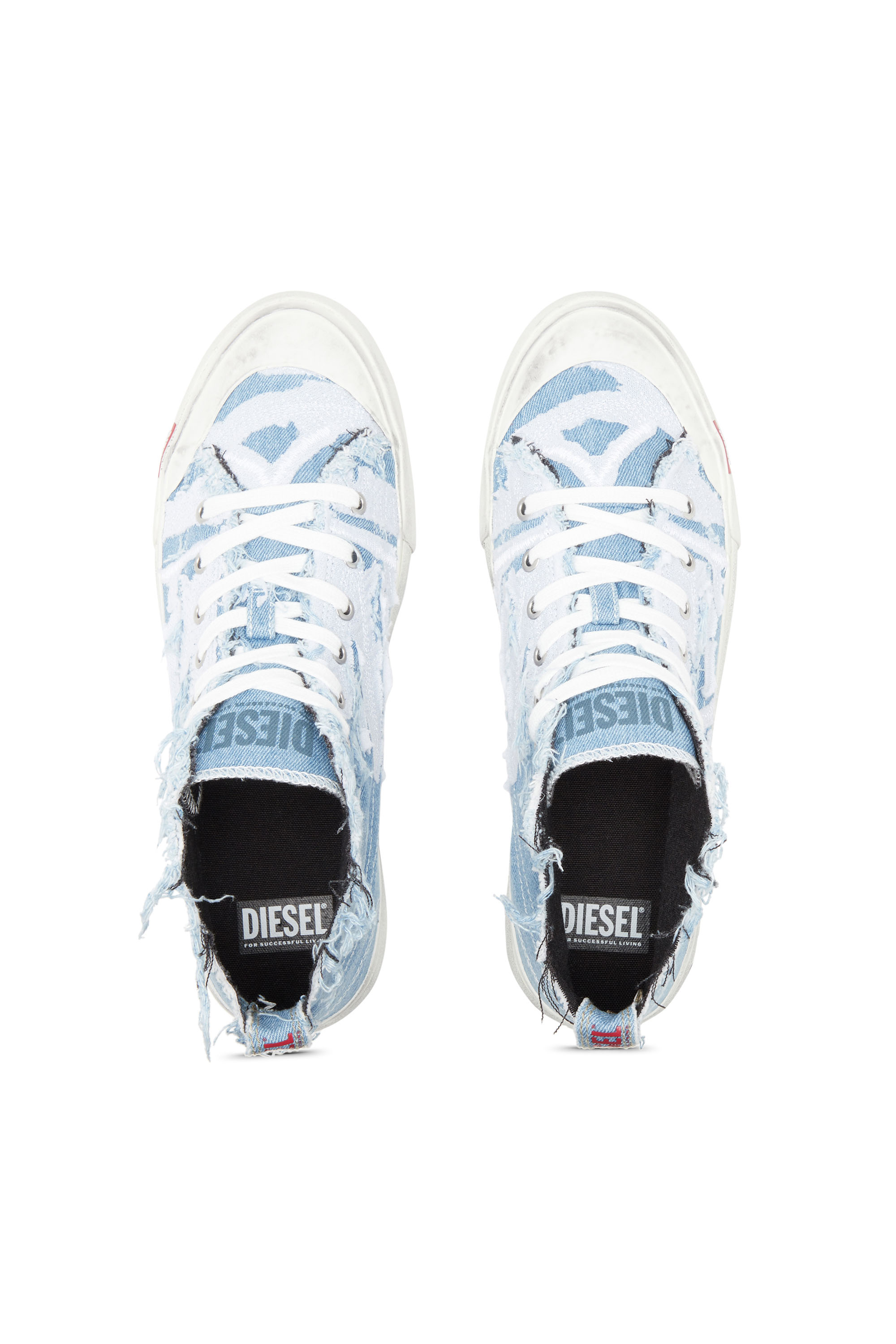 Diesel - S-ATHOS MID, Male's S-Athos Mid-Destroyed gauze and denim high-top sneakers in Azure - 6