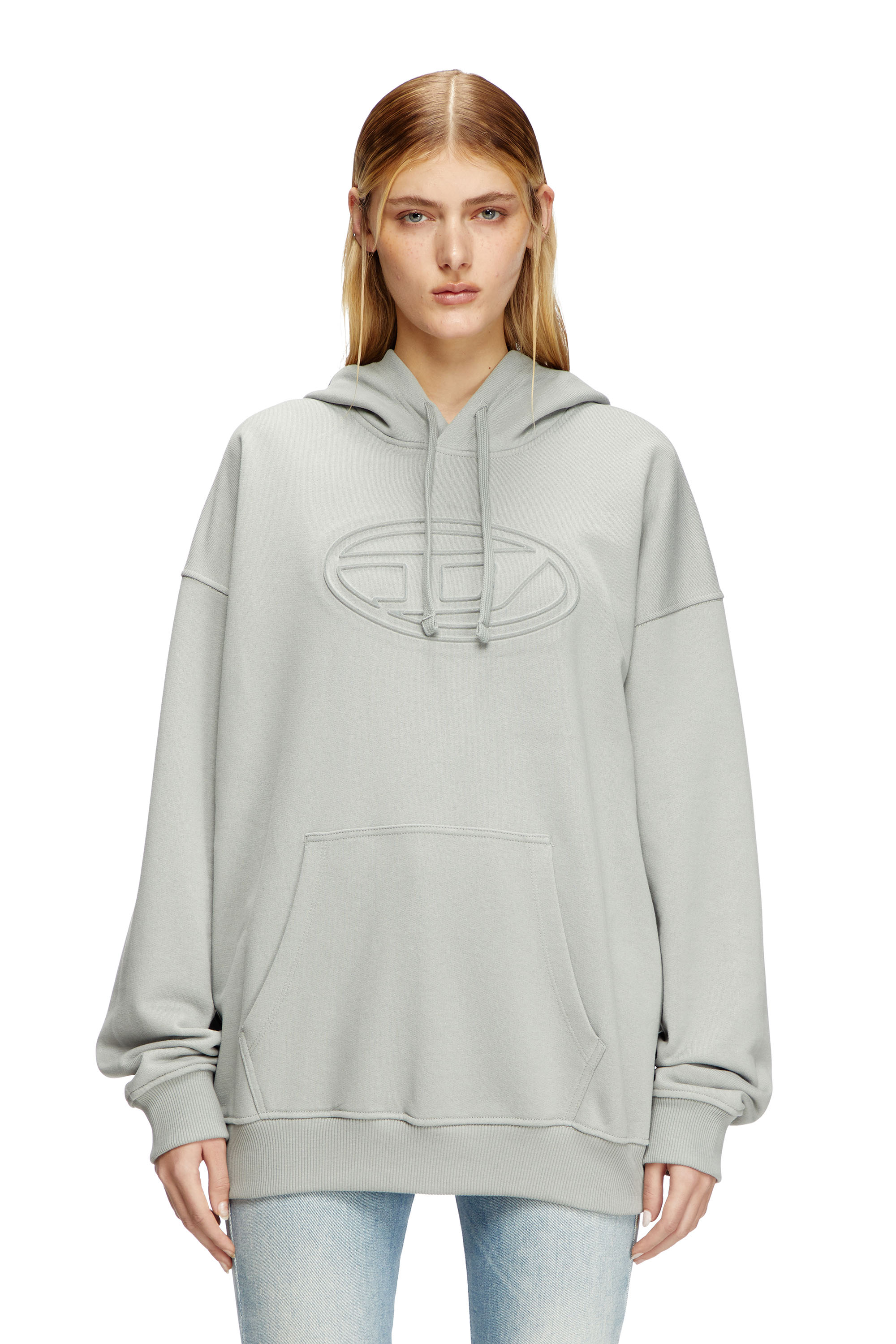 Diesel - S-UMMER-BIGOVAL, Male's Hoodie with embossed Oval D in Light Grey - 1