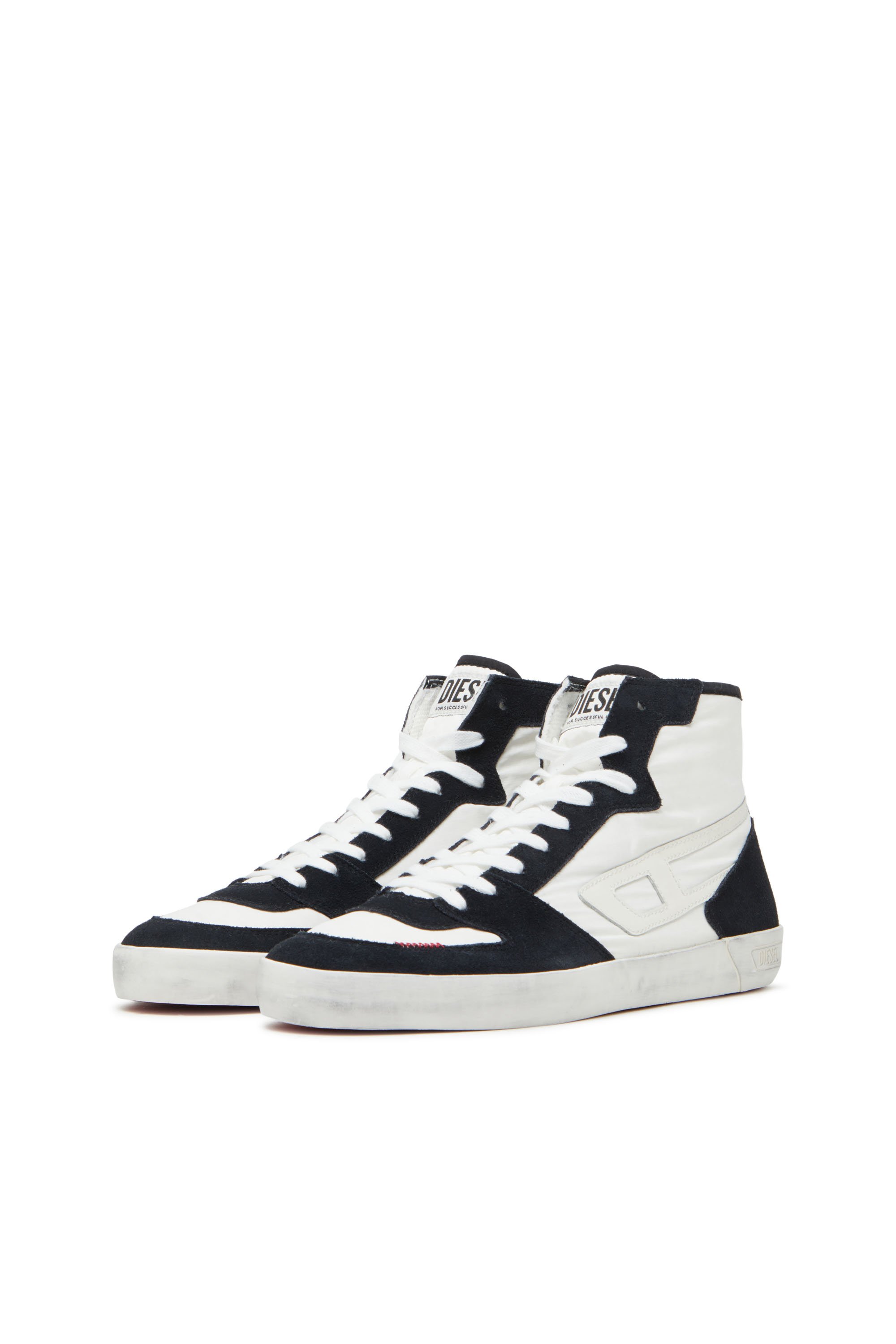 Diesel - S-LEROJI D-1 MID, Sneakers montantes matelassé en ripstop et cuir suédé Homme in Polychrome - 8