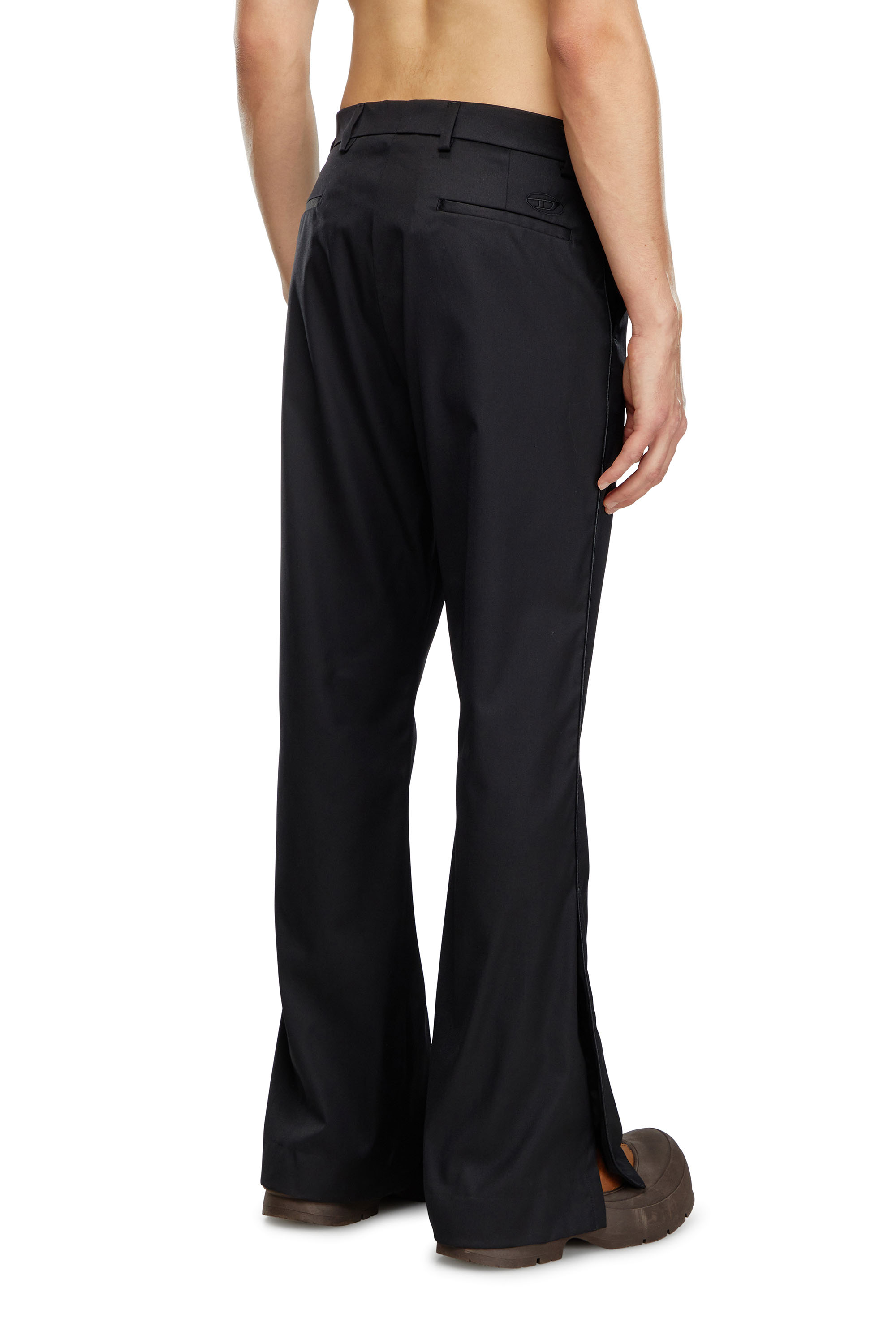 Diesel - P-AMMIR, Male's Wool-nylon pants with side slits in Black - 3