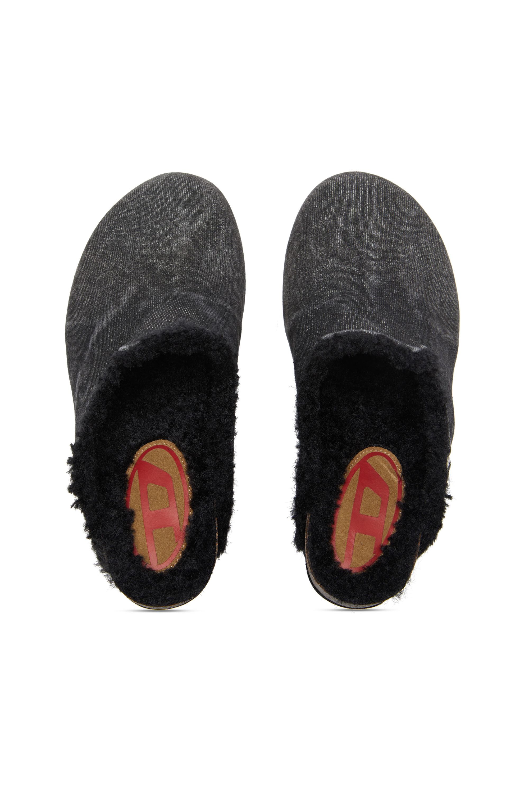 Diesel - D-WOODSTOCK ML W, Female's D-Woodstock-Plush-lined denim mules in Black - 5