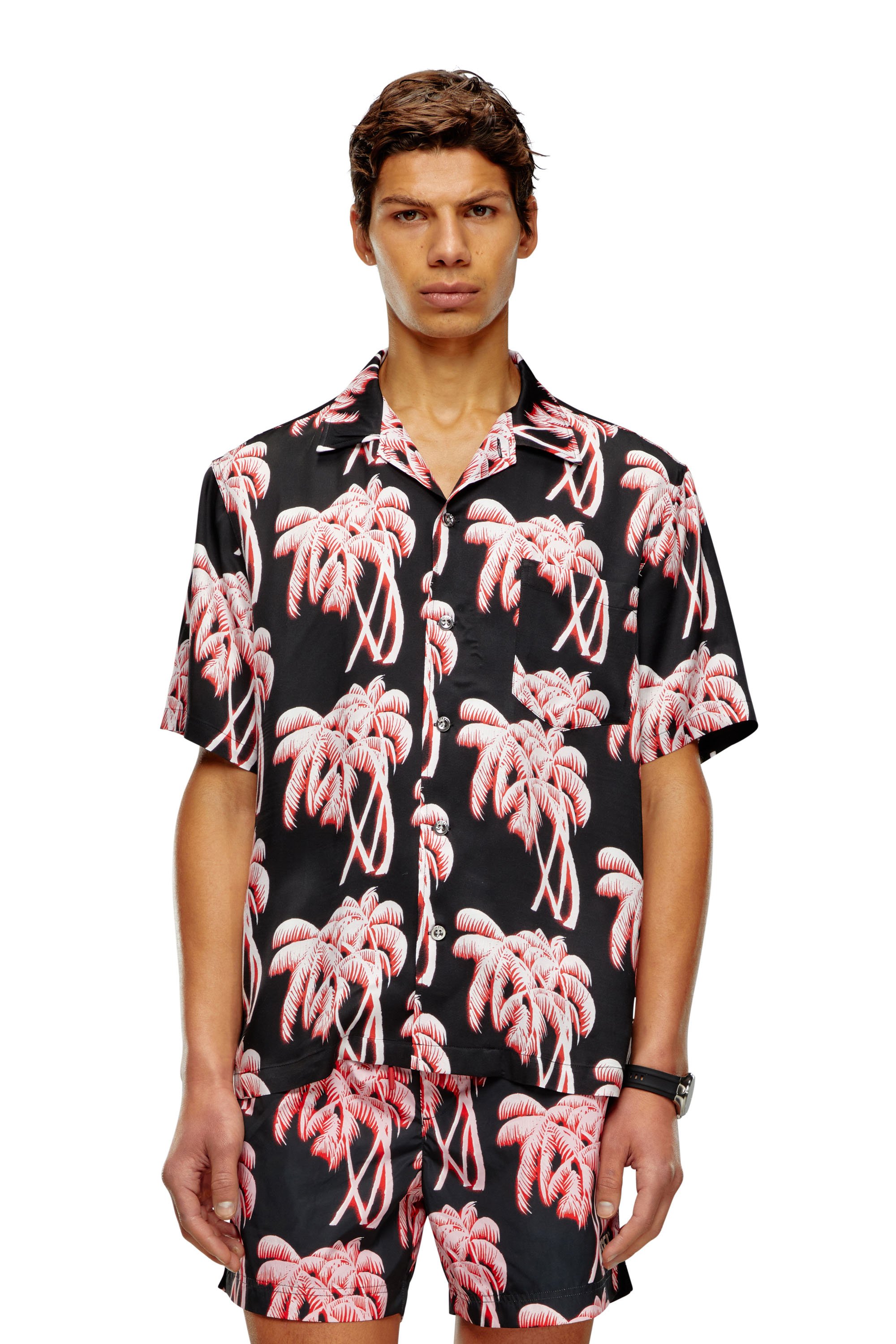 Diesel - BMOWT-ADRIAN, Homme Chemise de plage avec imprimé palmier in Polychrome - Image 5