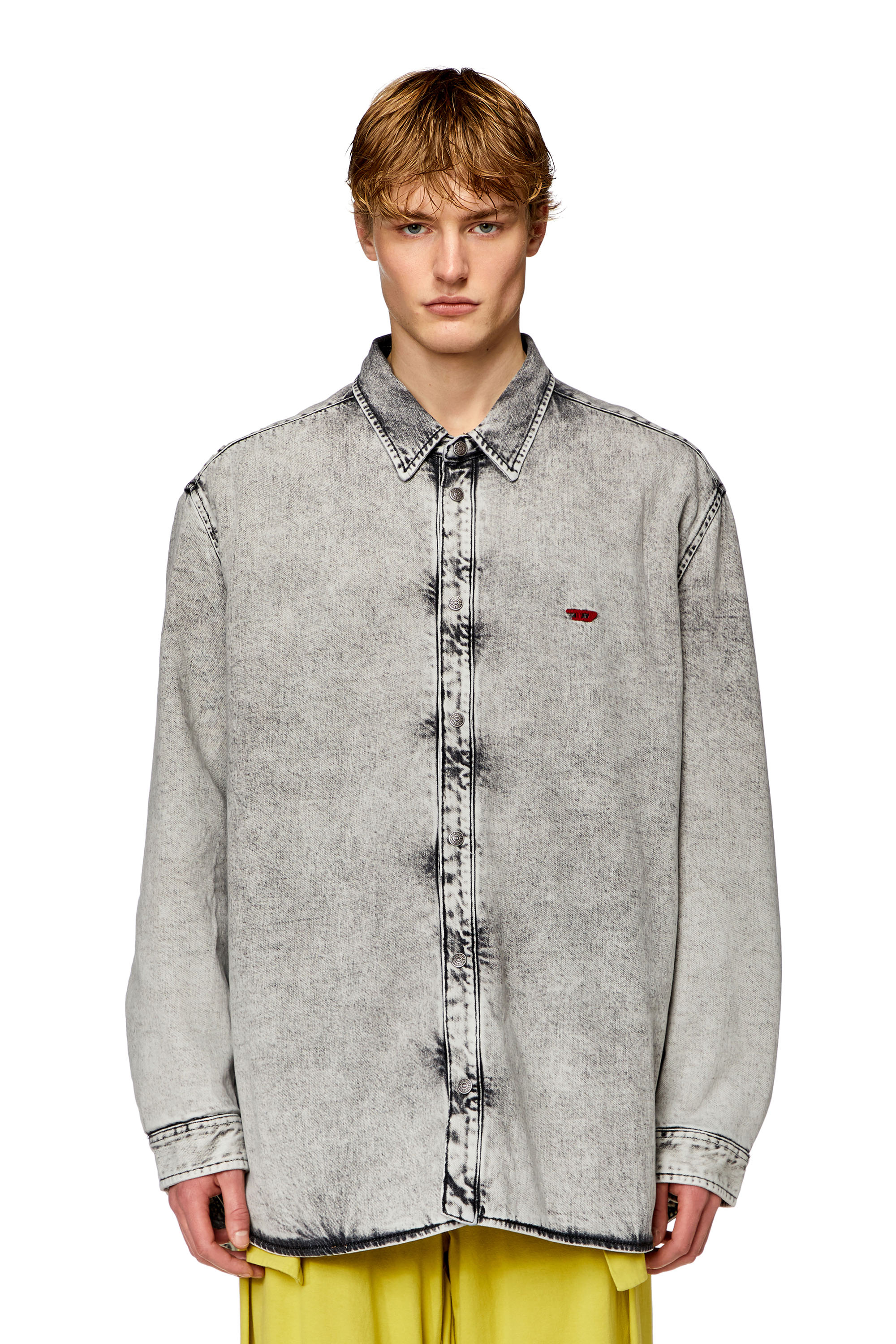 Diesel - D-FLAIM-S, Male Padded overshirt in tailored denim in Grey - Image 4