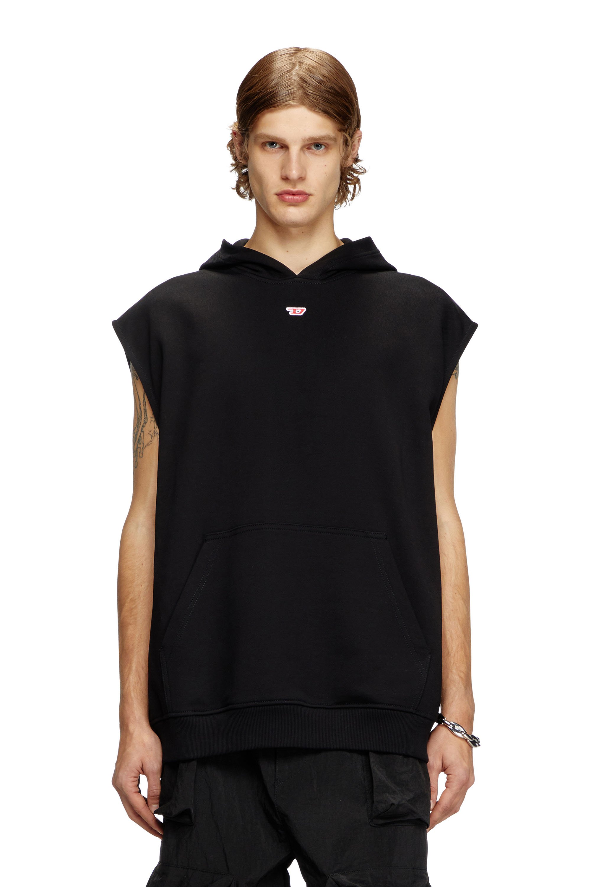 Diesel - S-BOXT-SL-D, Male's Sleeveless hoodie with D logo in Black - 1