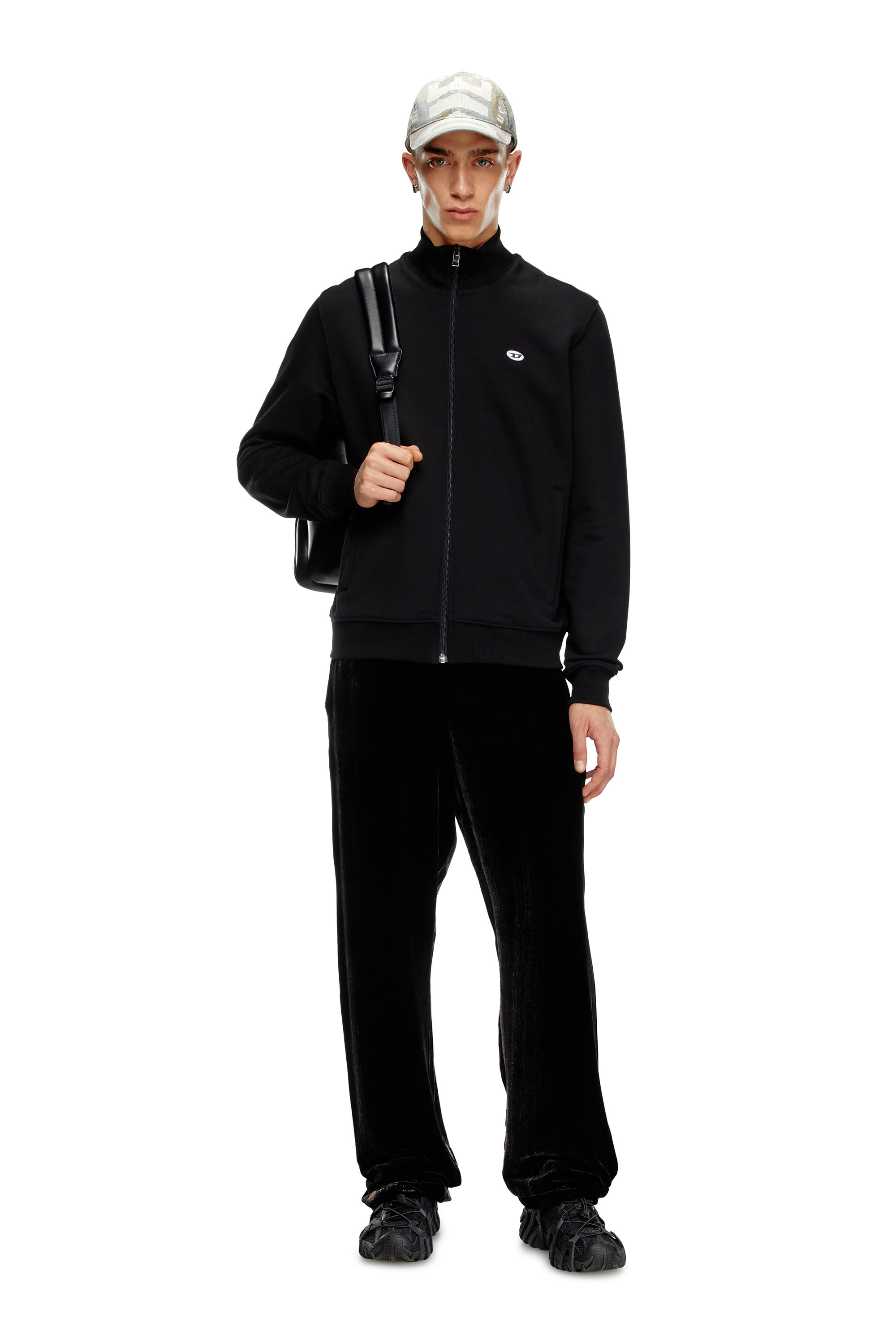 Diesel - S-LOCK-DOVAL-PJ, Male's Track jacket with Oval D patch in Black - 2