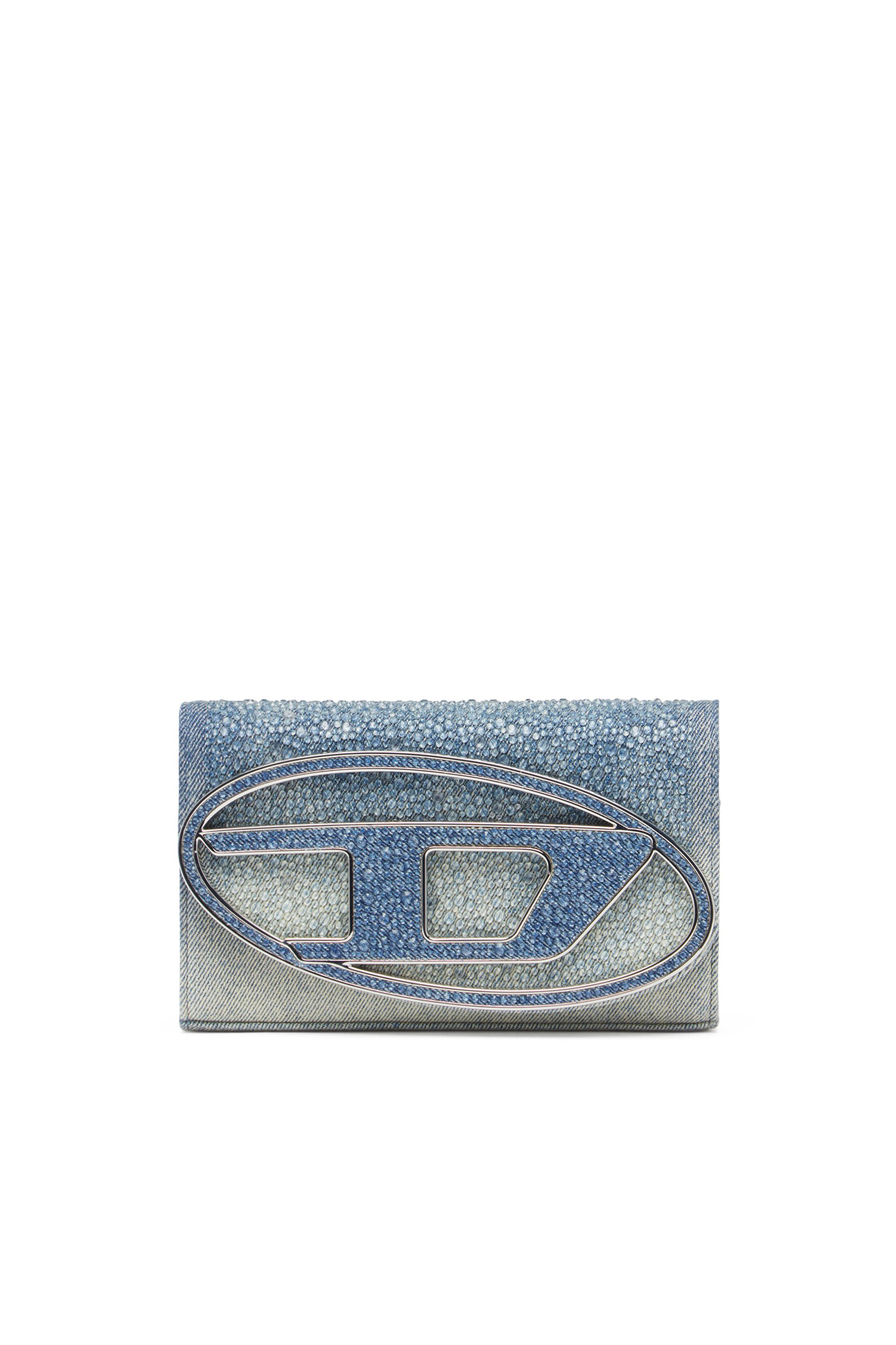 Diesel - 1DR WALLET STRAP, Female Wallet purse in crystal denim in Blue - Image 1
