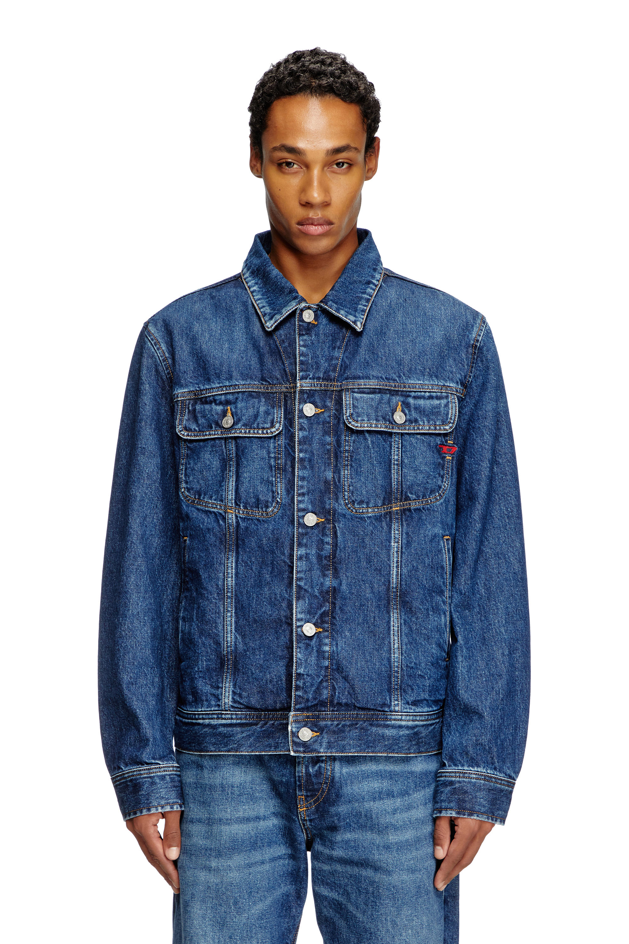 Diesel - D-BARCY, Male's Regular-fit trucker jacket in Medium Blue - 1