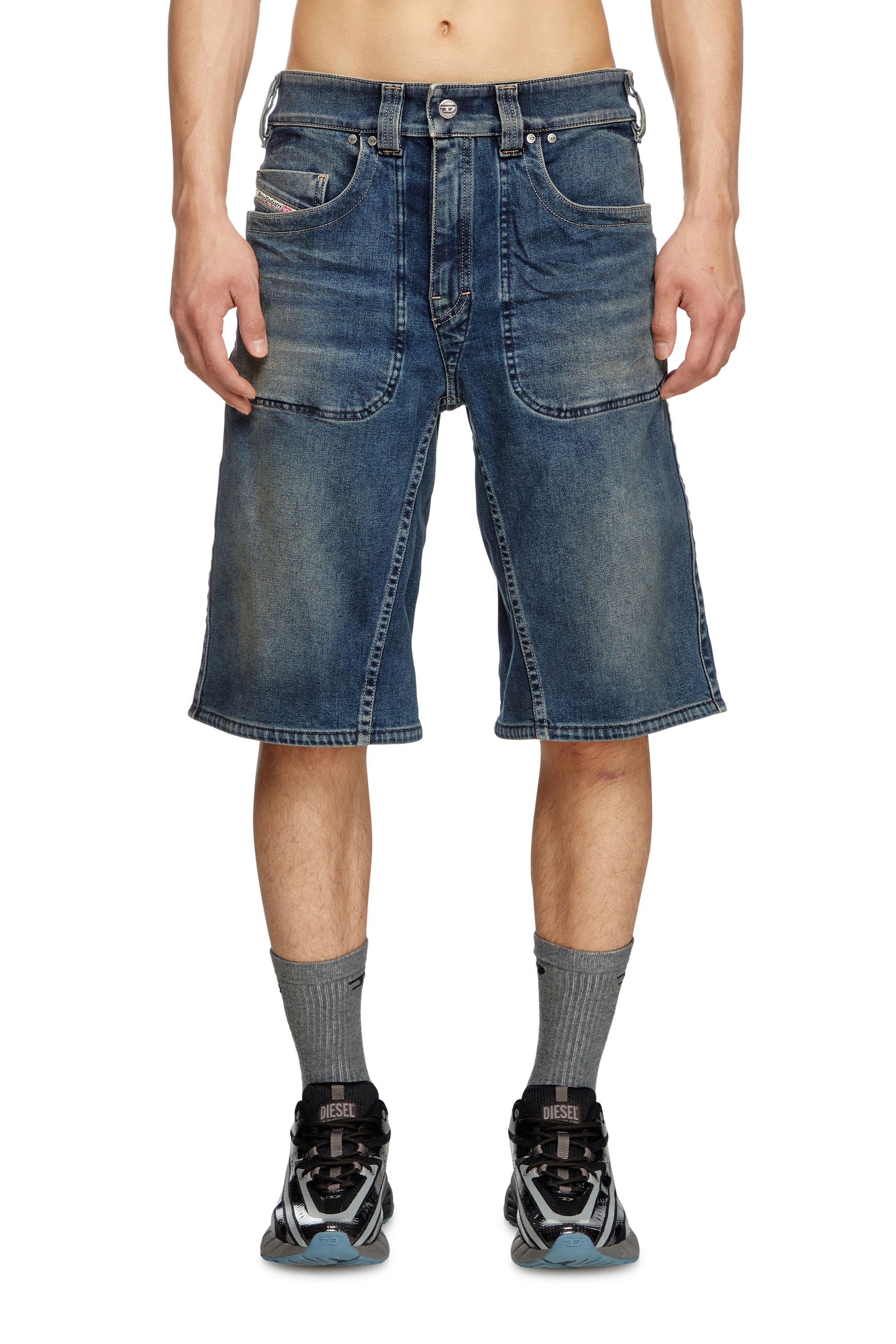 Diesel - D-MACRO-RE SHORT, Male's Bermuda shorts in Rehab denim in Dark Blue - 2