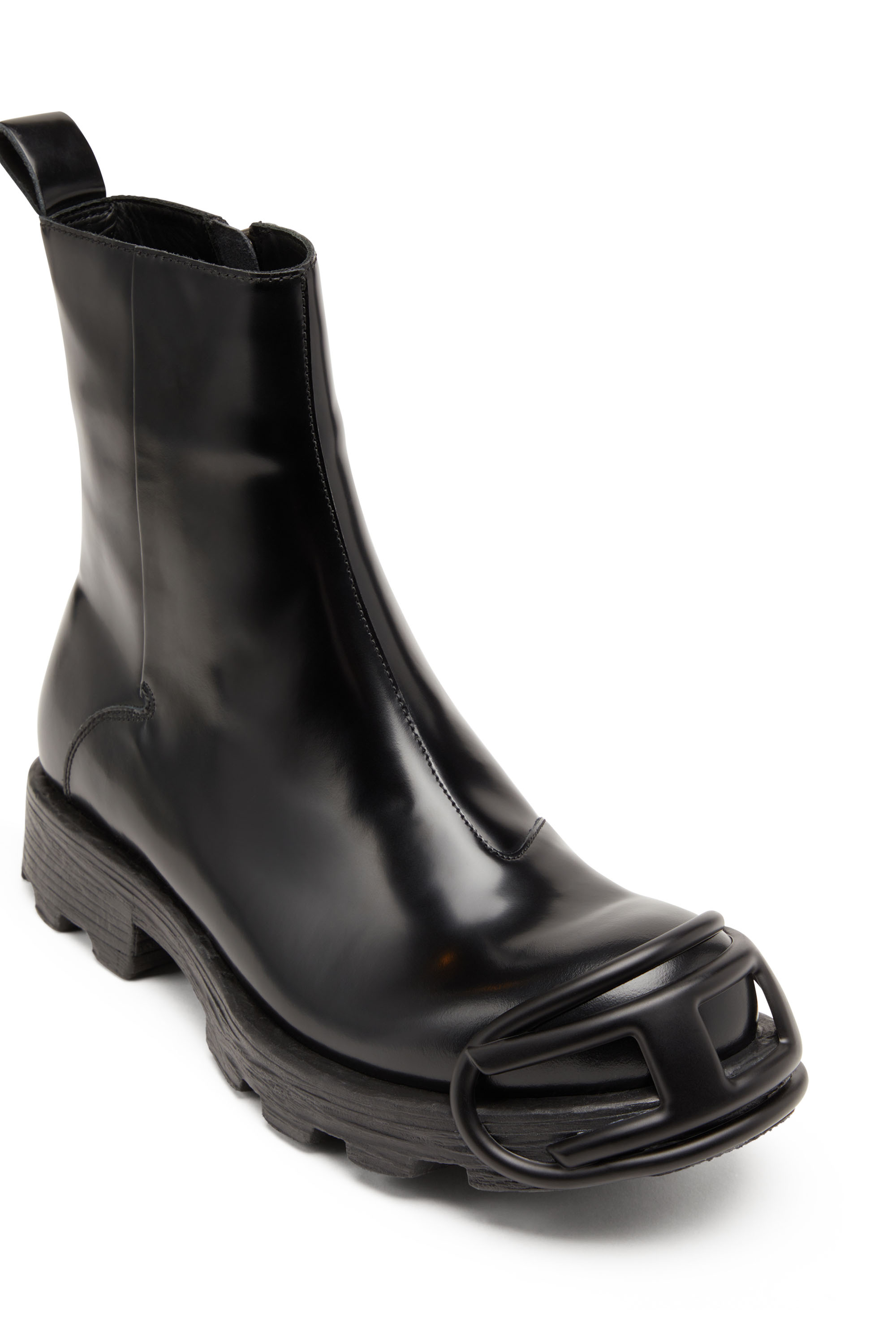Diesel - D-HAMMER BT ZIP D, Male D-Hammer-Leather Chelsea boots with Oval D toe caps in Black - Image 6