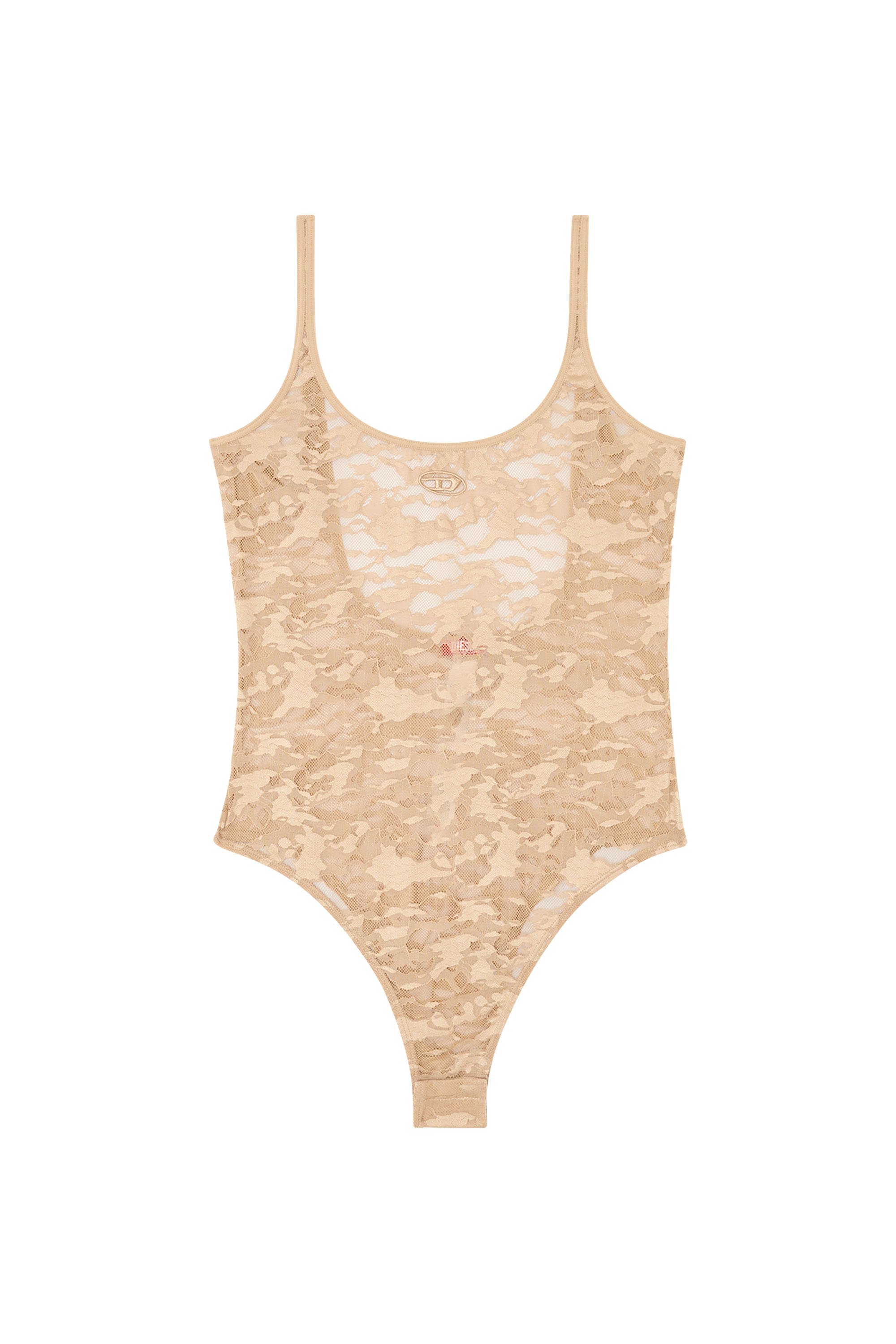 Diesel - MEGAN-UTLT, Body en dentelle camouflage avec logo Oval D brodé Femme in Marron - 4