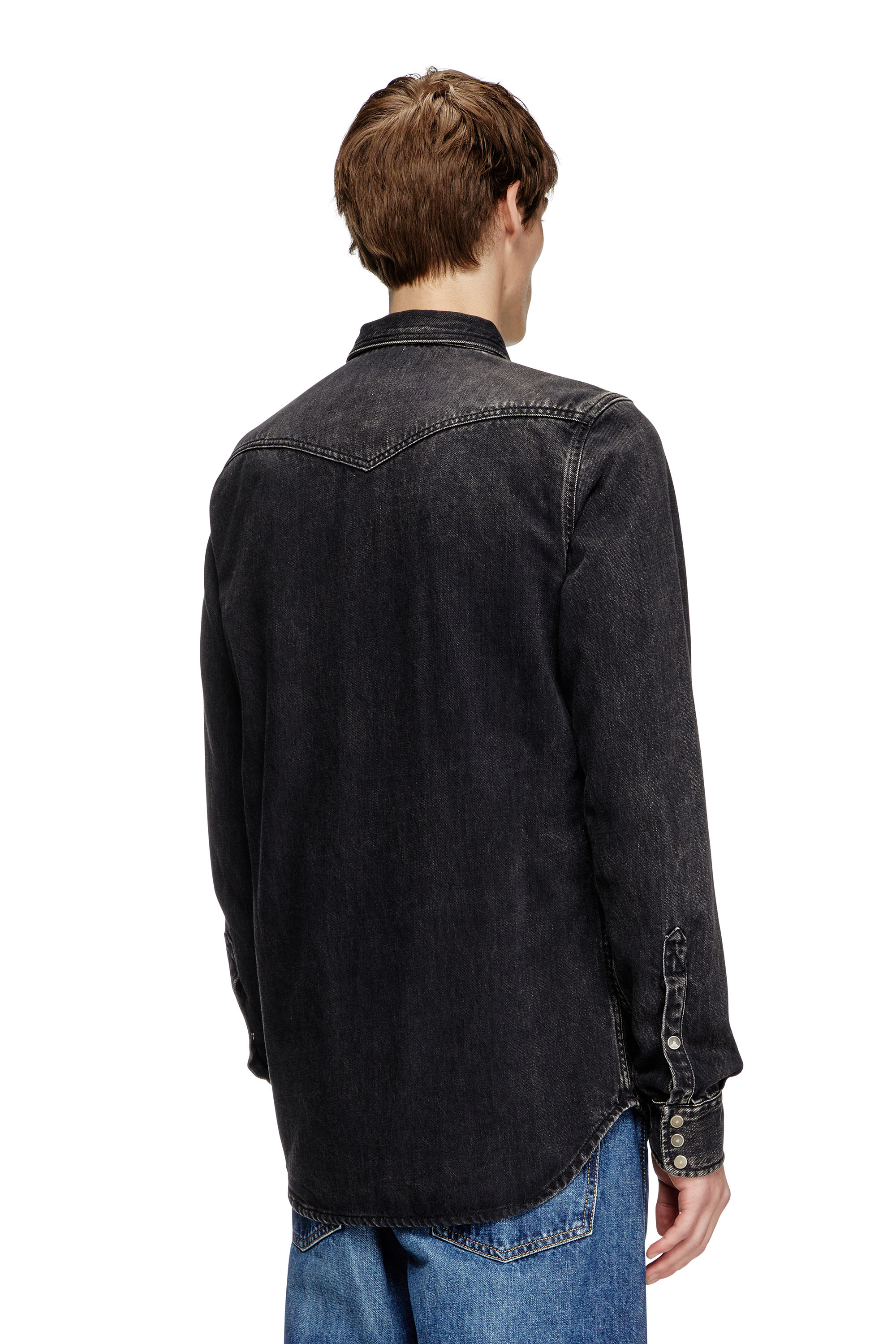 Diesel - D-VEGA, Male's Overshirt in Tencel denim in Black - 3