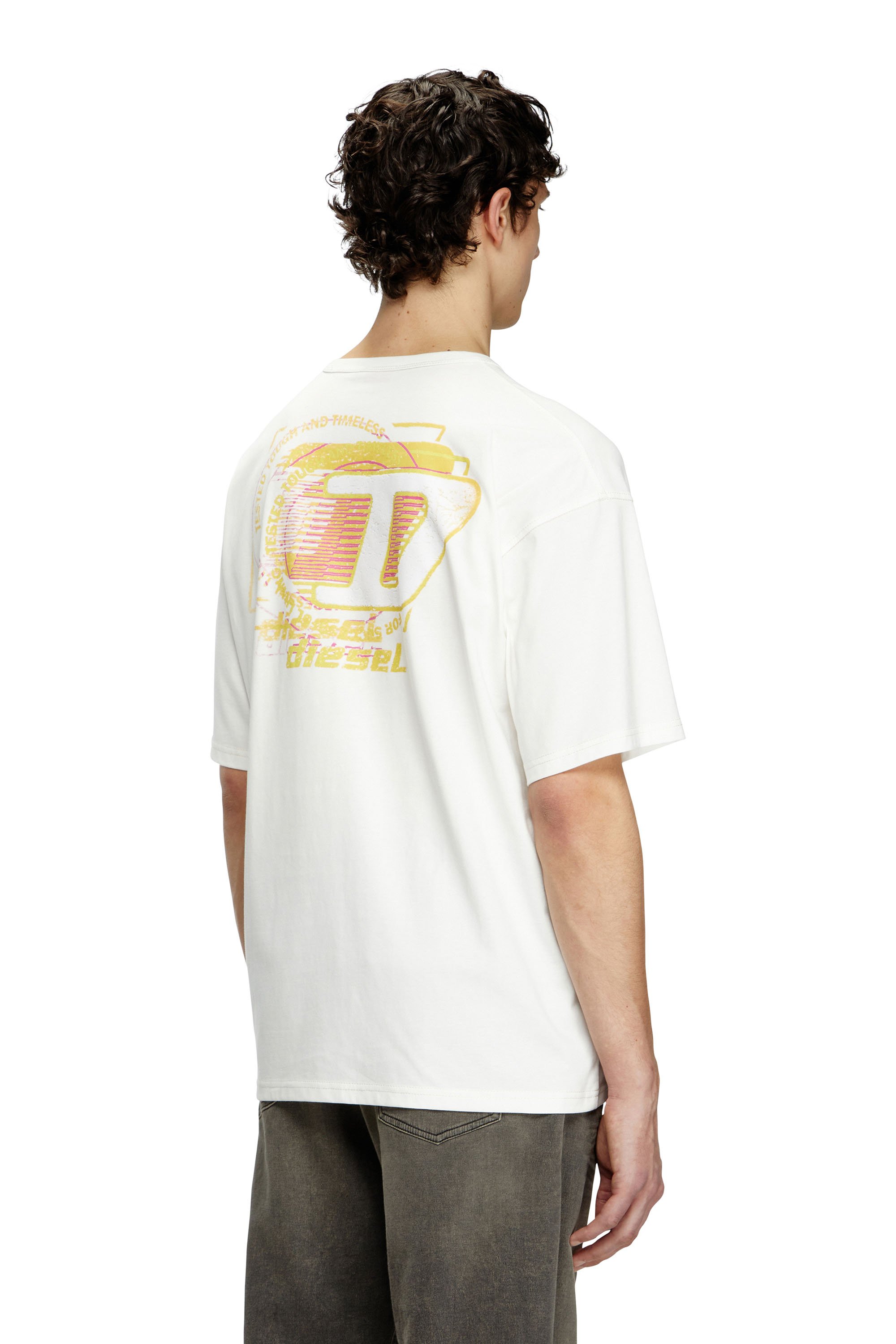 Diesel - T-BOXT-R16, Male's T-shirt with flocked logo graphics in White - 3