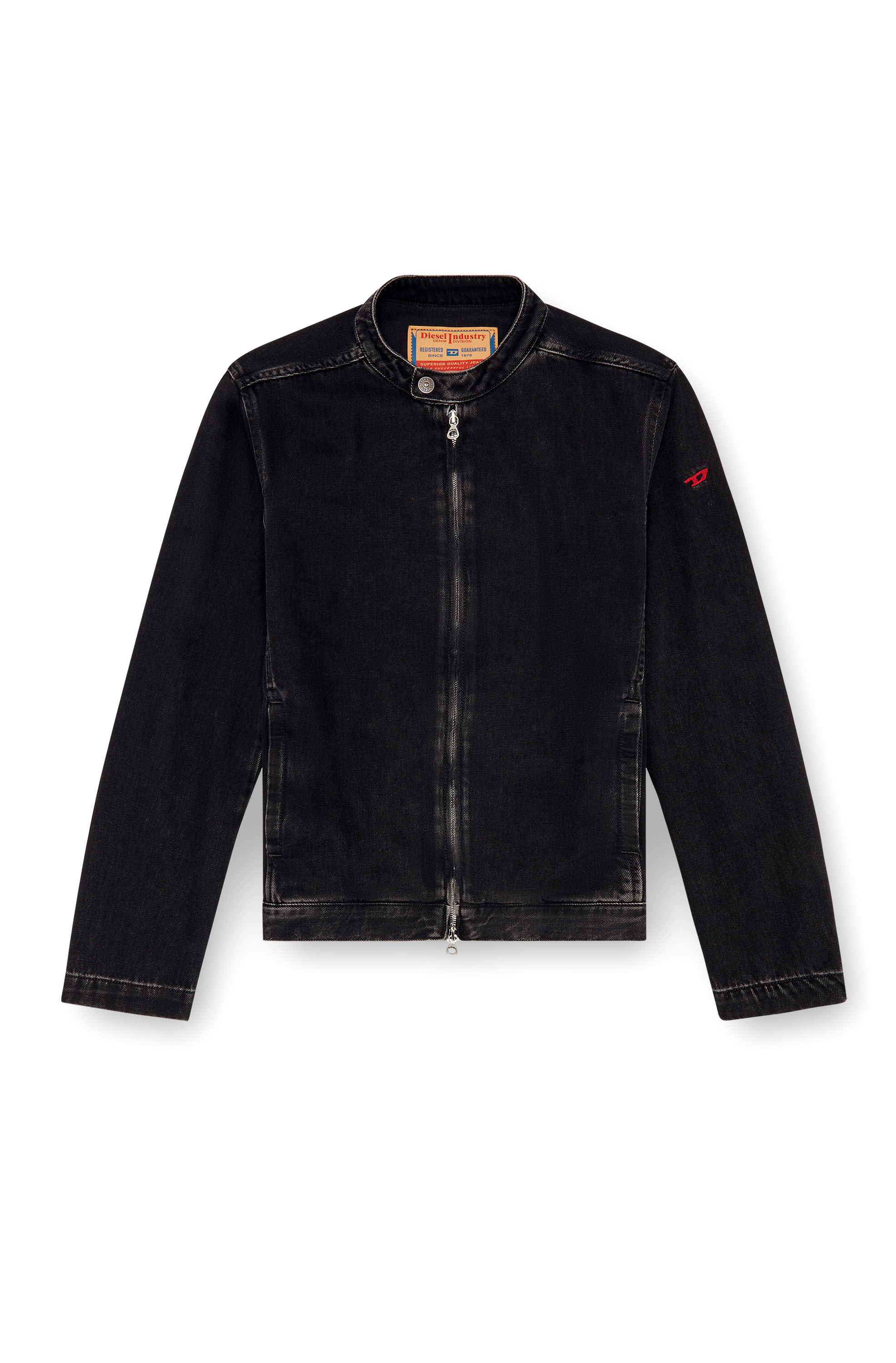 Diesel - D-GLORY, Male's Moto jacket in clean-wash denim in Black - 5