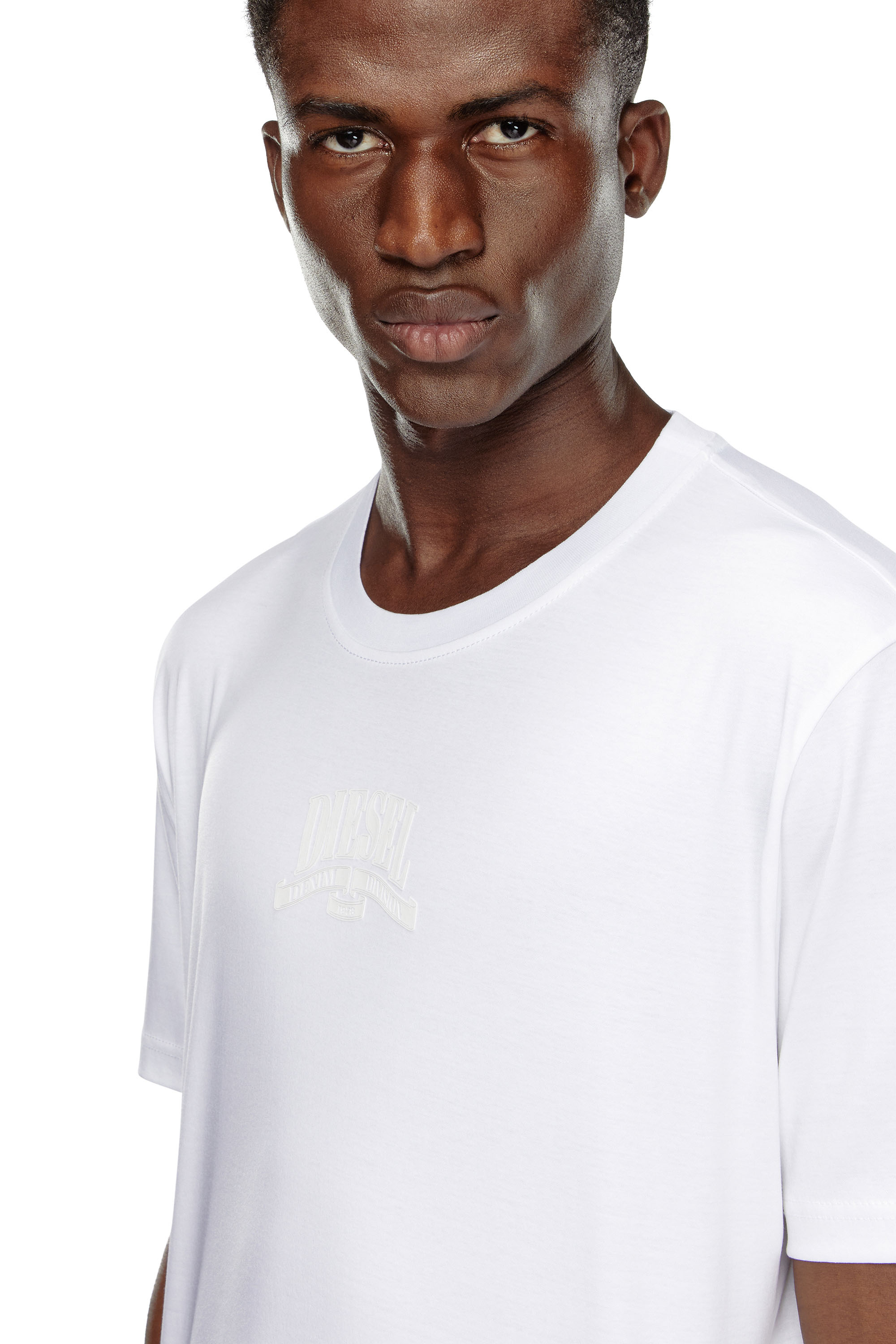 Diesel - T-MADJUST-K1, T-shirt en interlock avec imprimé Diesel ton sur ton Homme in Blanc - 4