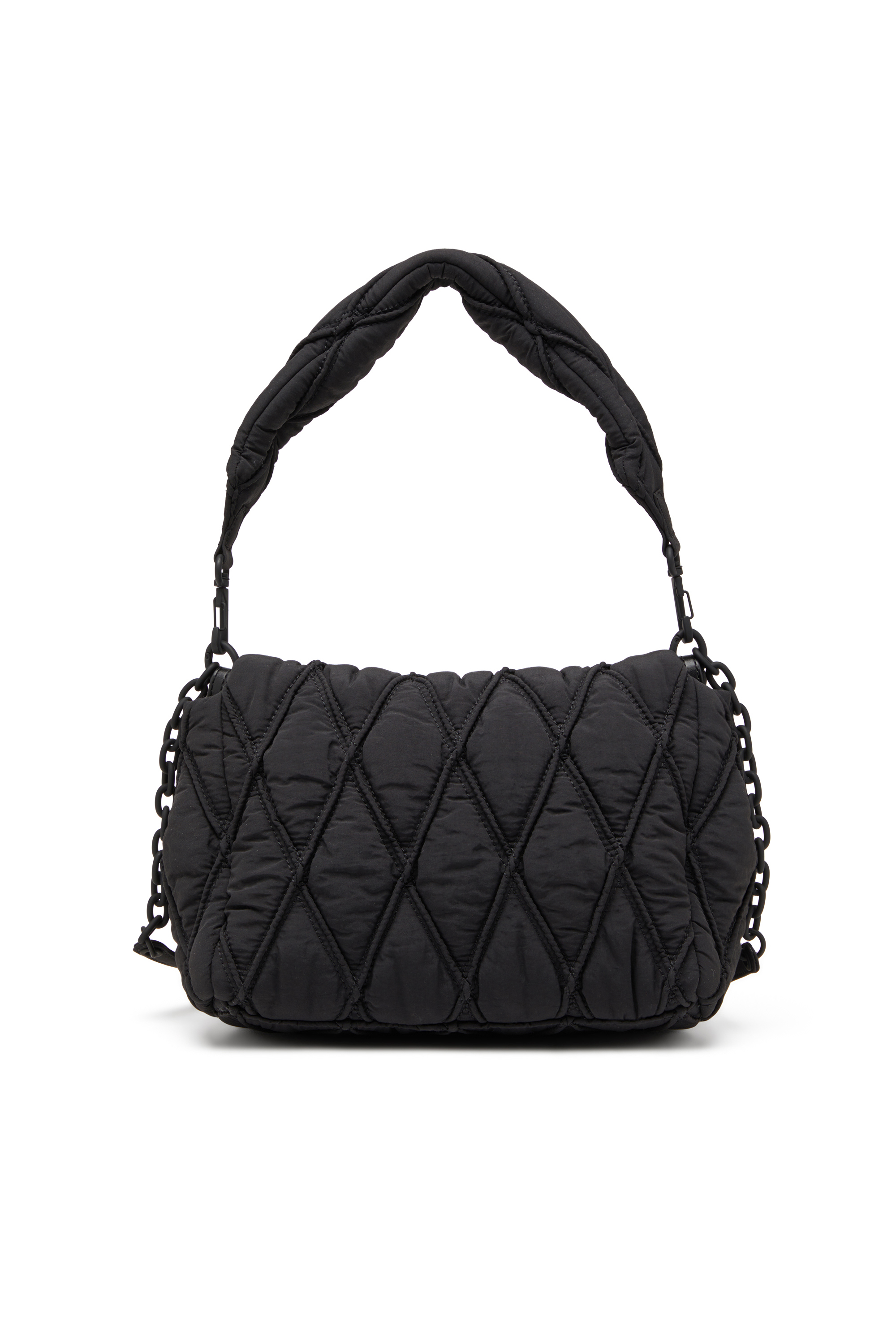 Diesel - CHARM-D SHOULDER M, Female's Charm-D M-Shoulder bag in quilted nylon in Black - 3