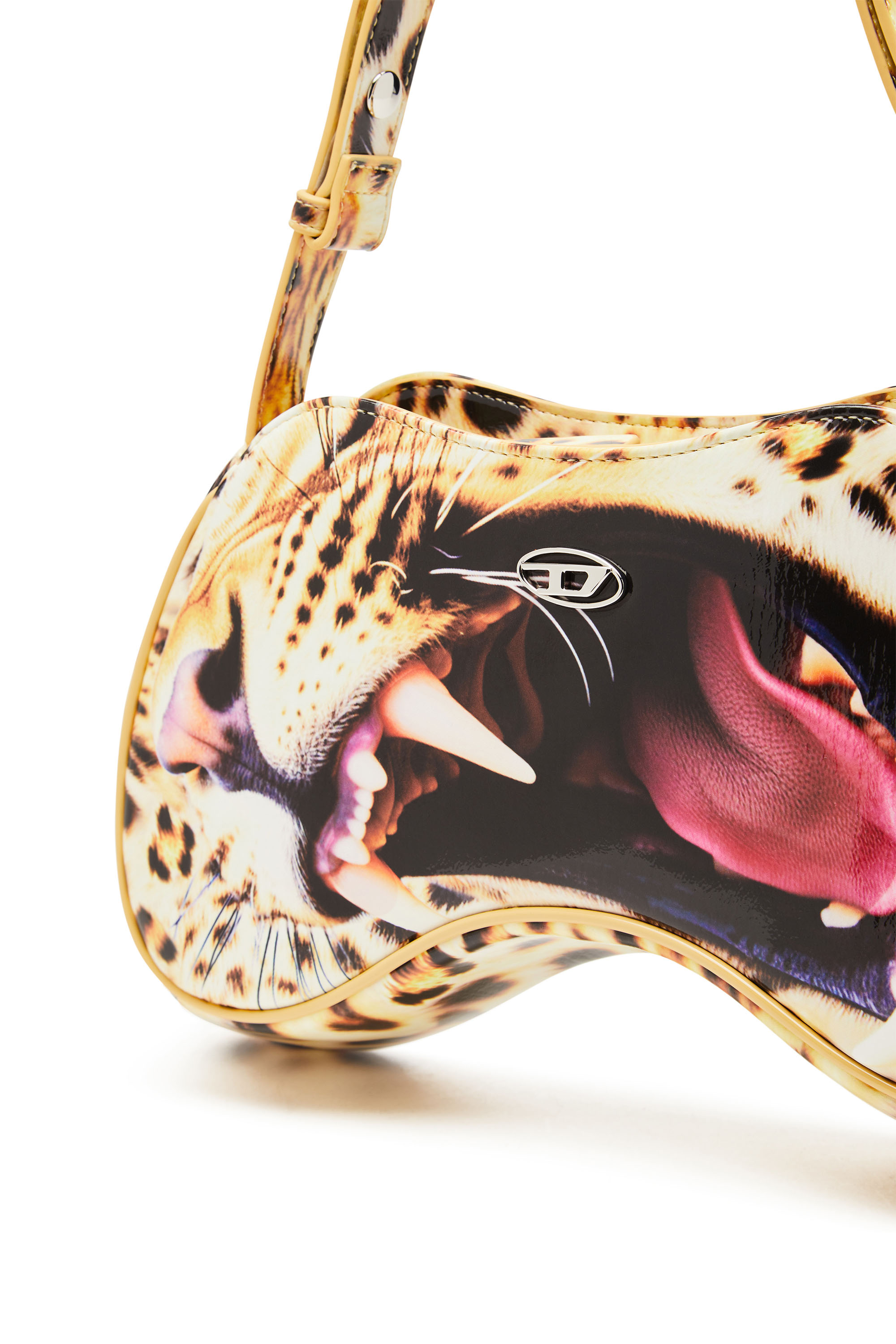 Diesel - PLAY SHOULDER, Female's Play-Glossy shoulder bag with cat print in Yellow - 5